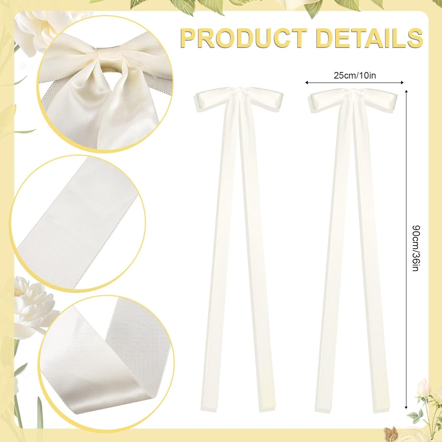 Wholesale 24 Pcs Large Ivory Wedding Ribbon Bows Chair Sashes Pew Backs Elegant Ceremony Supplier Wholesale 24 Pcs Large Ivory Wedding Ribbon Bows Chair Sashes Pew Backs Elegant Ceremony Supplier