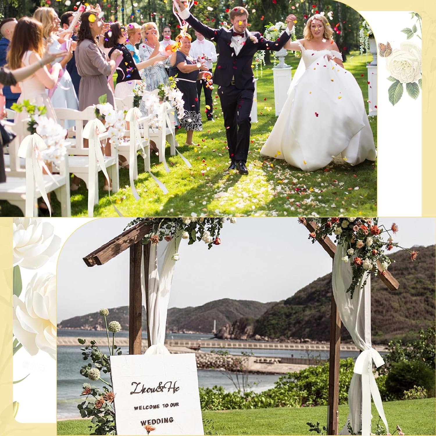 Wholesale 24 Pcs Large Ivory Wedding Ribbon Bows Chair Sashes Pew Backs Elegant Ceremony Supplier Wholesale 24 Pcs Large Ivory Wedding Ribbon Bows Chair Sashes Pew Backs Elegant Ceremony Supplier