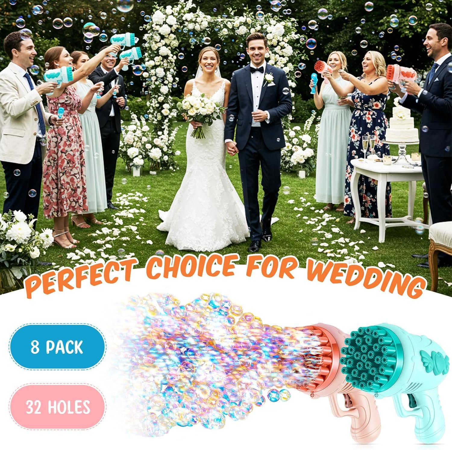 Wholesale 8 Pack 32-Hole Wedding Bubble Guns with Lights Bubble Solution Bottles Romantic Outdoor Ceremony Party Favors Photo Props Green Pink Supplier