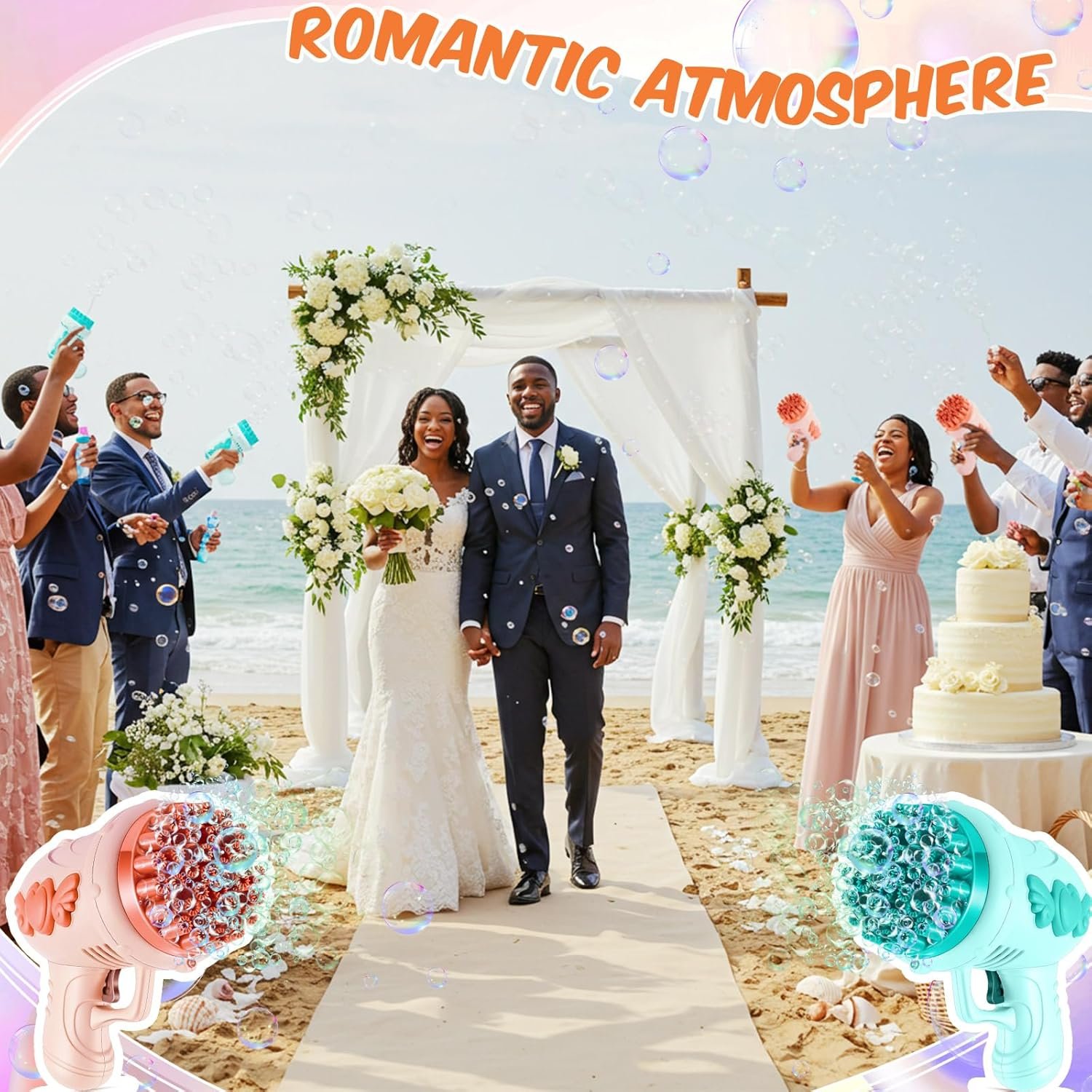 Wholesale 8 Pack 32-Hole Wedding Bubble Guns with Lights Bubble Solution Bottles Romantic Outdoor Ceremony Party Favors Photo Props Green Pink Supplier