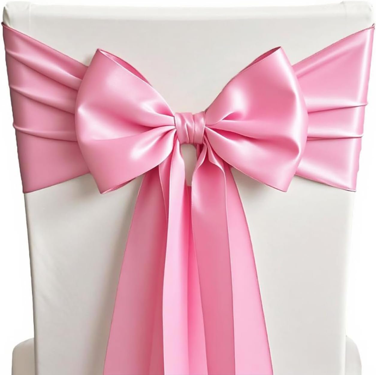 50 Pink Chair Sashes Satin Chair Bows for Wedding Birthday Party Fiesta Decor - 7x108 Inches Chairs Ribbons Ties Fitted Banquet Folding Chairs Decorations