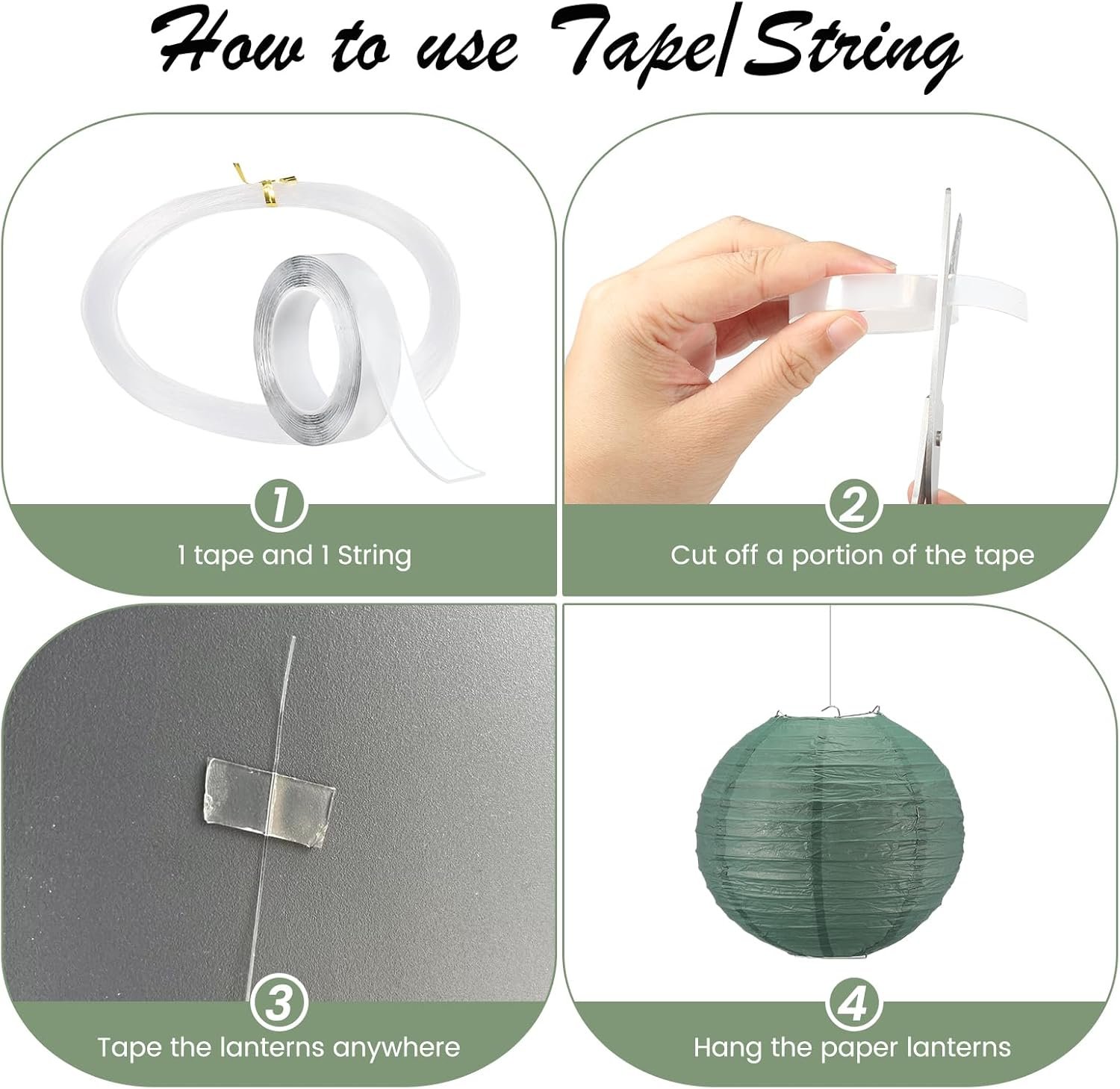 Wholesale 21Pcs Sage Green Hanging Round Paper Lanterns 4