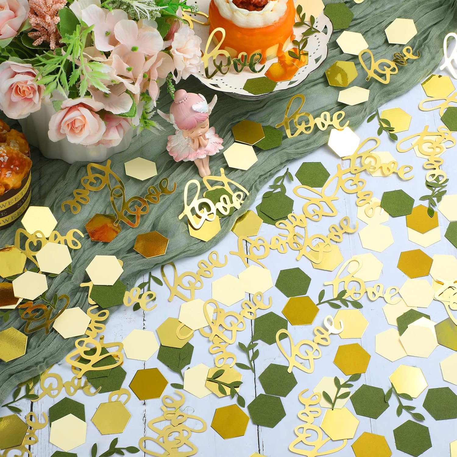 Wholesale 400 Pcs Sage Olive Green Greenery Wedding Table Confetti Scatter Dots with Eucalyptus Gold Love for Bridal Shower Decor Supplier Wholesale 400 Pcs Sage Olive Green Greenery Wedding Table Confetti Scatter Dots with Eucalyptus Gold Love for Bridal Shower Decor Supplier