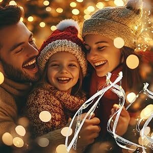 Wholesale 48pcs Wedding Sparklers Send Off Light Up Fairy Ribbon Wands White Glow Sticks with Bells Reception Birthday LED Party Church Exit Recessional Props Supplier