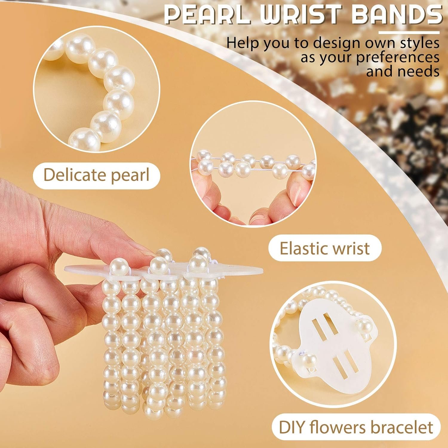Wholesale 16 Pcs Elastic Pearl Wrist Corsage Bracelets Prom Wedding Wristlets DIY Accessories White Supplier