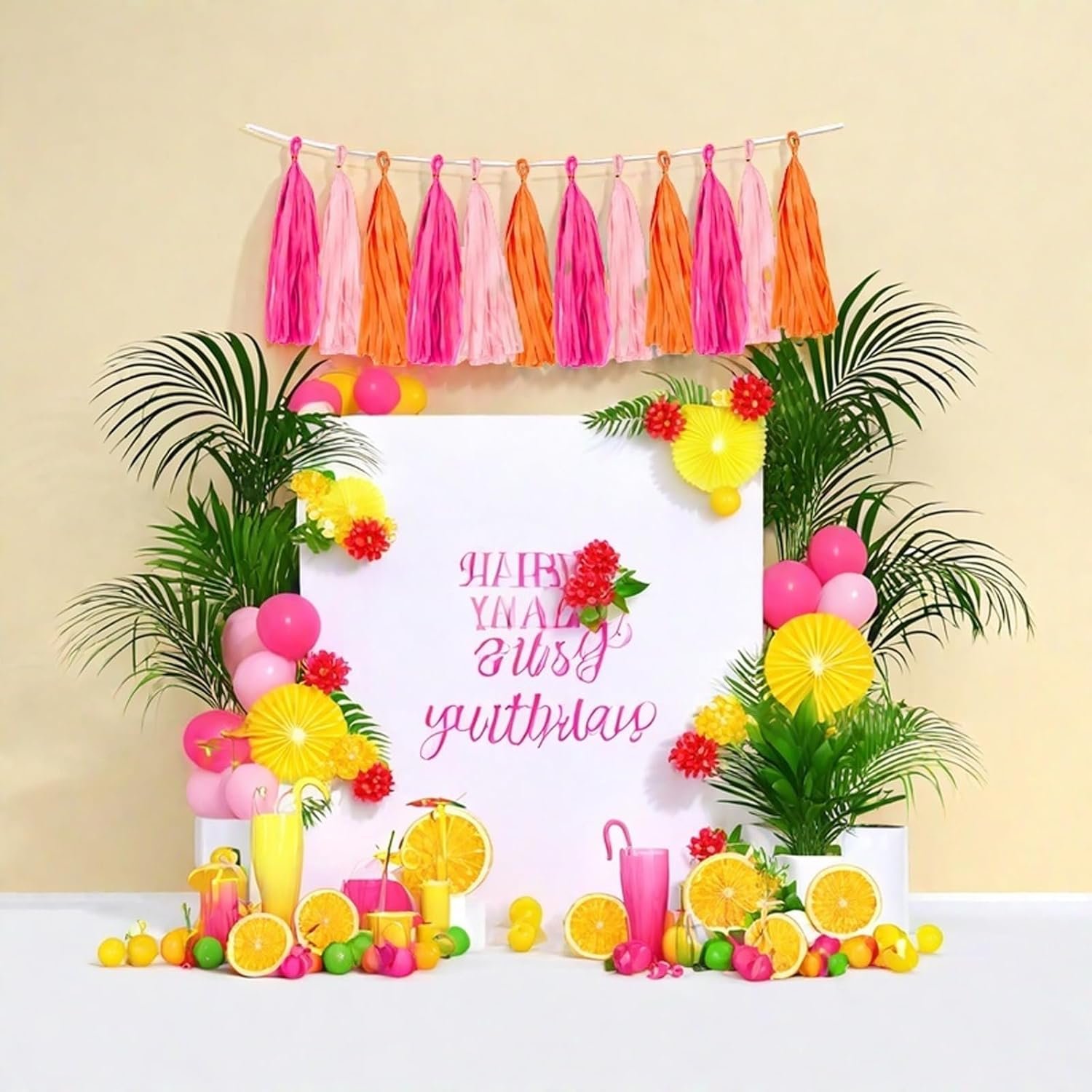 Wholesale Rose Red Pink Orange Paper Tassel Garland Banner Party Decorations Pack of 15 Supplier