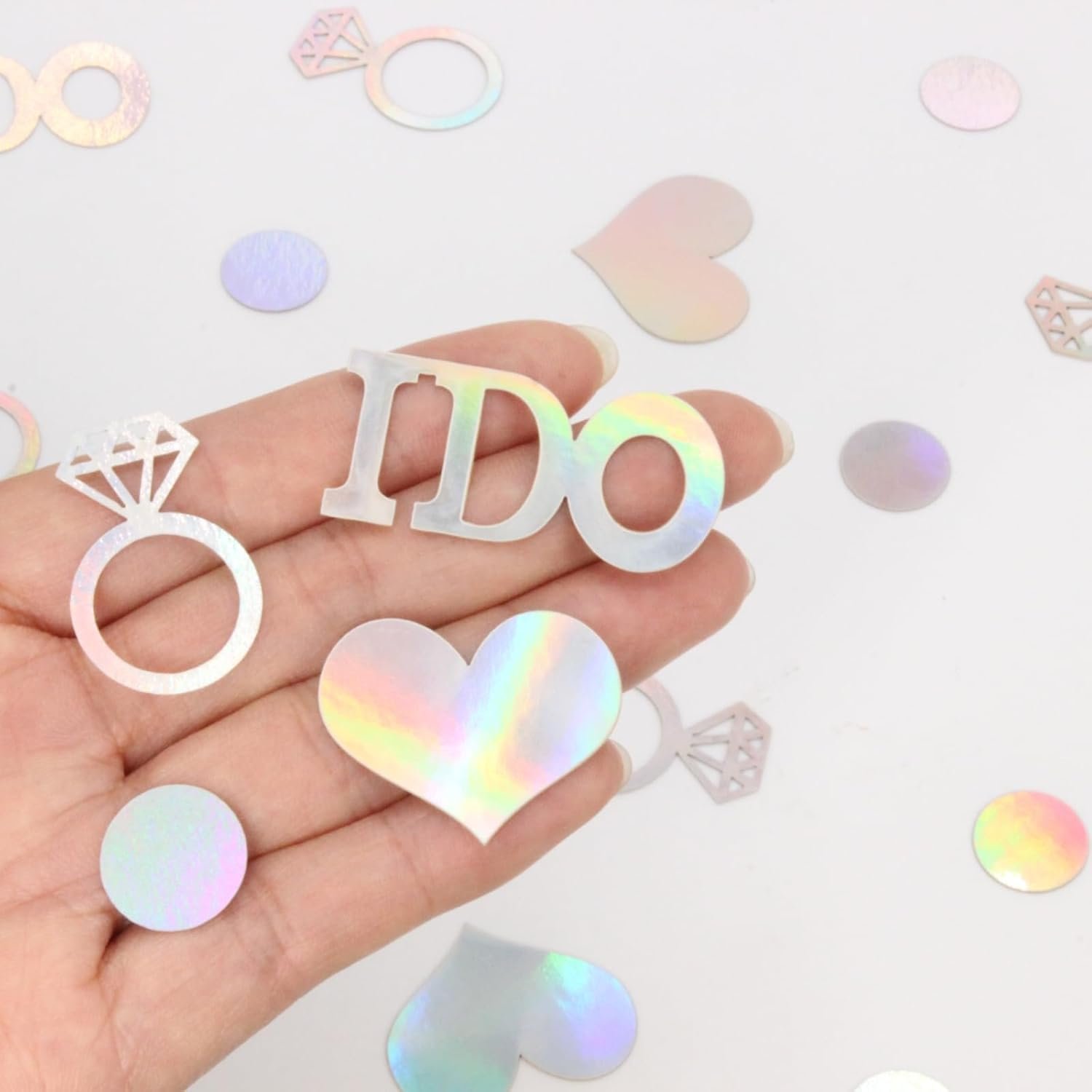 Wedding Confetti Wedding Bridal Shower Decorations,160 PCS Iridescent I DO Engagement Confetti for Engagement Decorations
