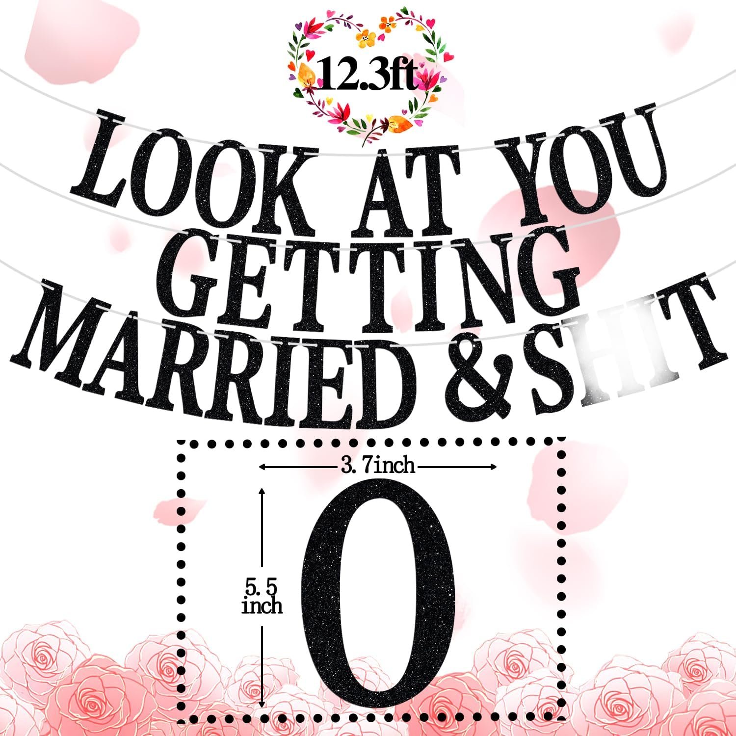 Wholesale Black Glitter Look at You Getting Married Banner Backdrop Wedding Engagement Bridal Shower Party Decorations Supplier