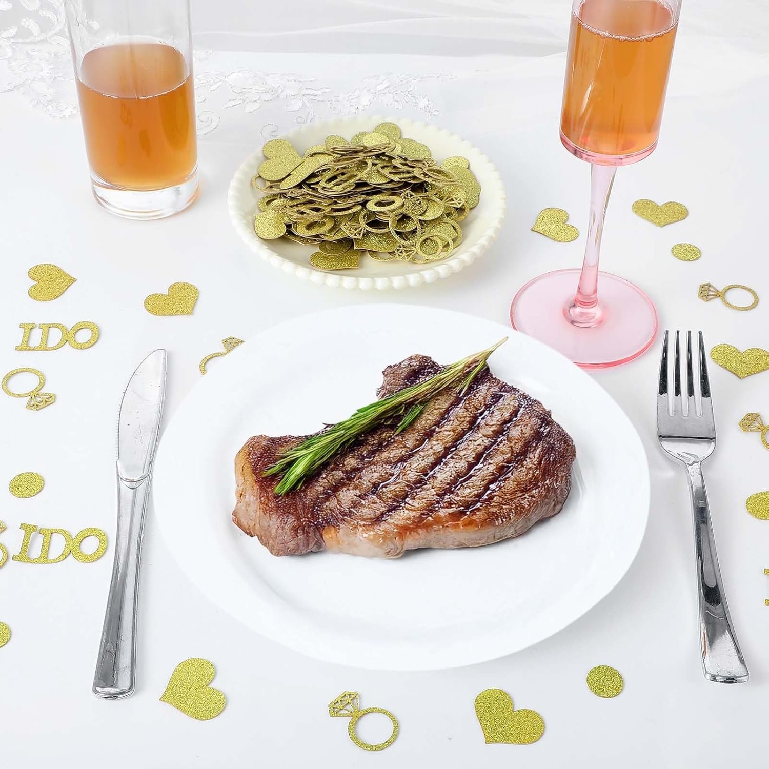 Wholesale 170 Pcs Gold Heart Diamond Ring Shaped Wedding Confetti Bridal Shower Engagement Party Table Scatter Supplier