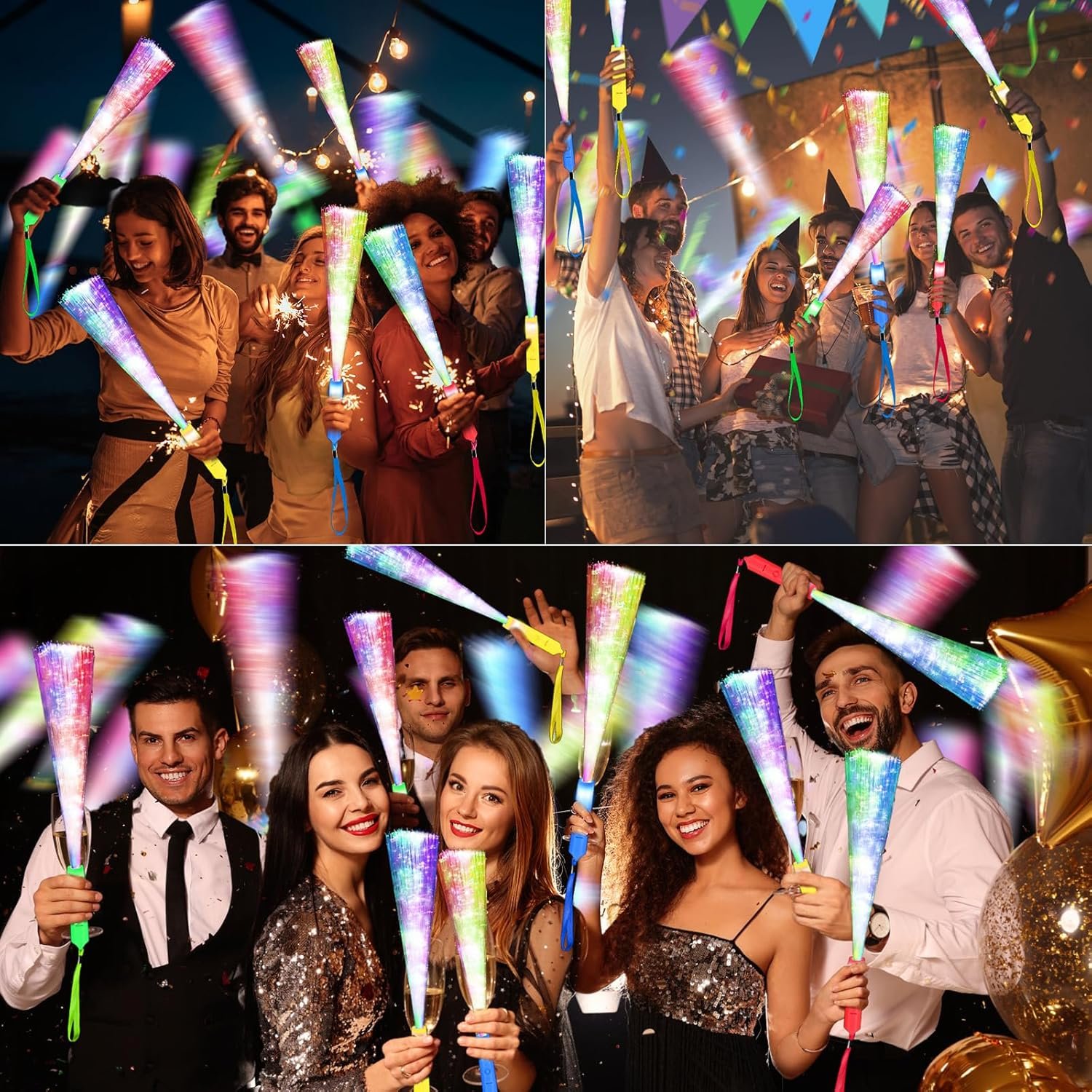 Wholesale 38 PCS Glow Fiber Optic LED Light Wands Sticks Flashing Colorful Glow in the Dark Party Supplies for Weddings Supplier