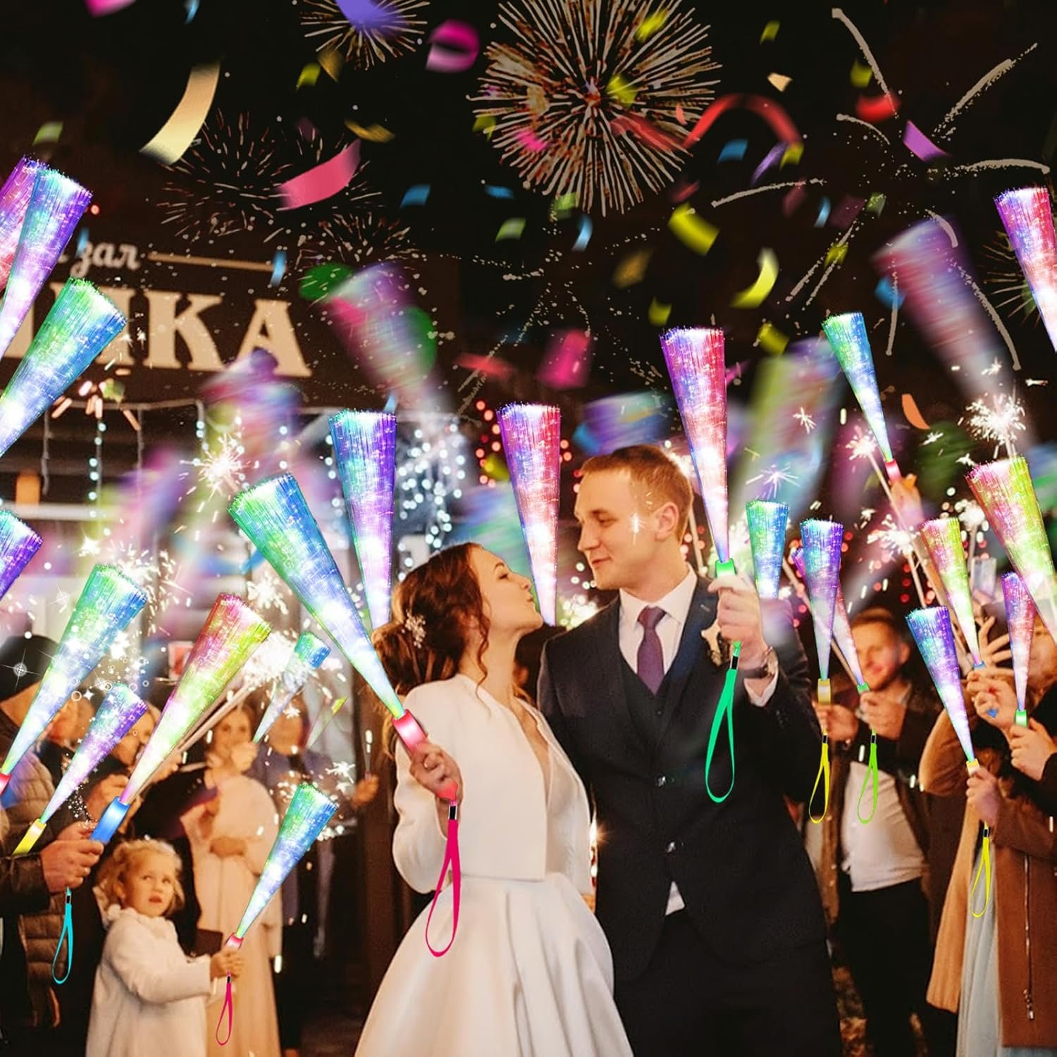 Wholesale 38 PCS Glow Fiber Optic LED Light Wands Sticks Flashing Colorful Glow in the Dark Party Supplies for Weddings Supplier