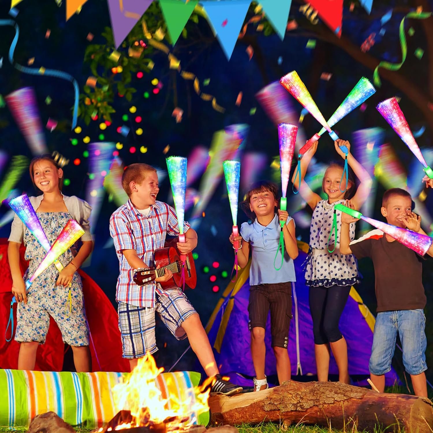 Wholesale 38 PCS Glow Fiber Optic LED Light Wands Sticks Flashing Colorful Glow in the Dark Party Supplies for Weddings Supplier