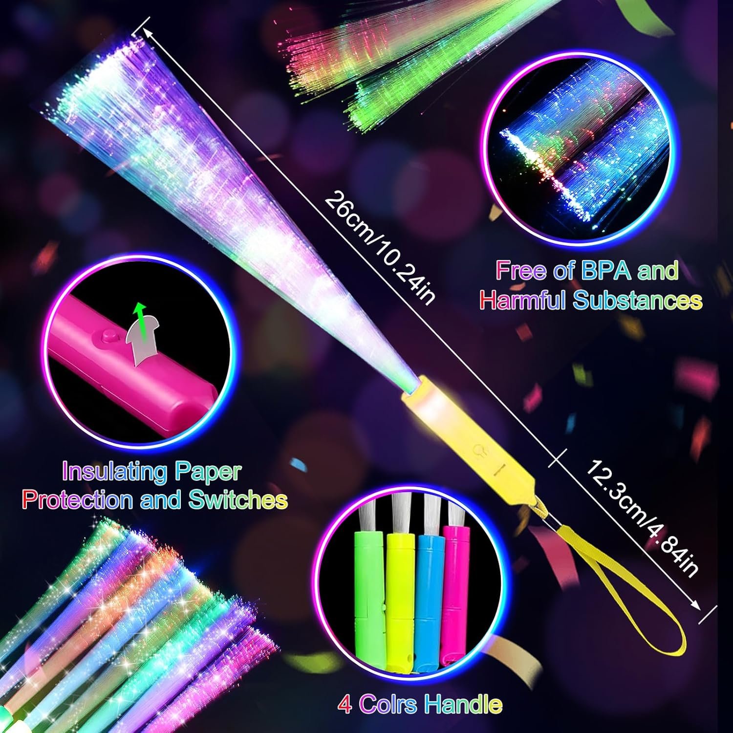 Wholesale 38 PCS Glow Fiber Optic LED Light Wands Sticks Flashing Colorful Glow in the Dark Party Supplies for Weddings Supplier