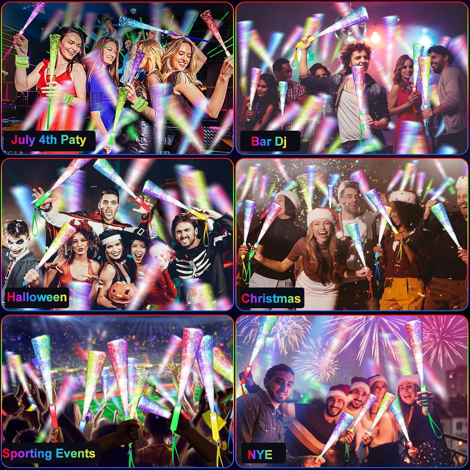 Wholesale 38 PCS Glow Fiber Optic LED Light Wands Sticks Flashing Colorful Glow in the Dark Party Supplies for Weddings Supplier