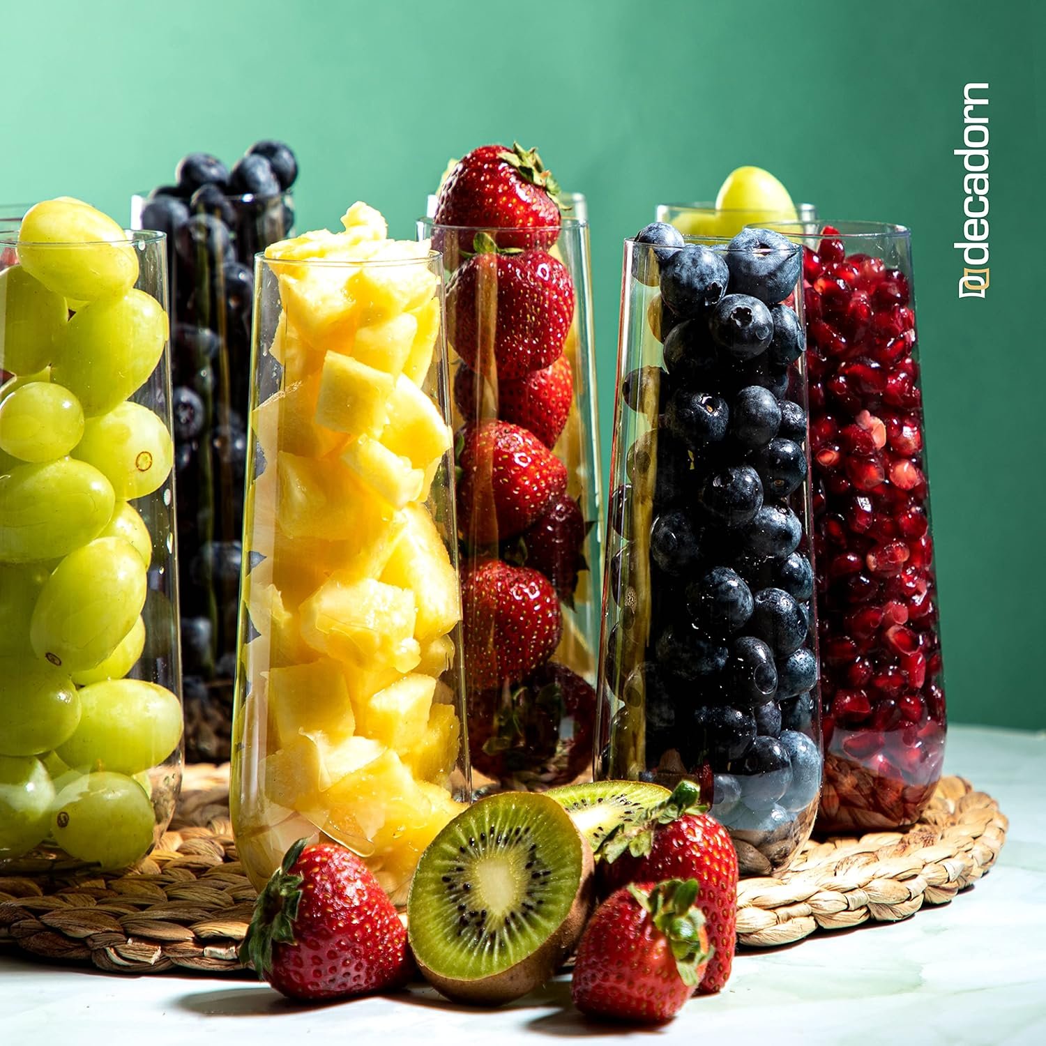 Wholesale 48 Pack 9oz Clear Stemless Plastic Champagne Flutes Shatterproof Durable Mimosa Glasses Recyclable BPA-Free Smooth Rims Supplier