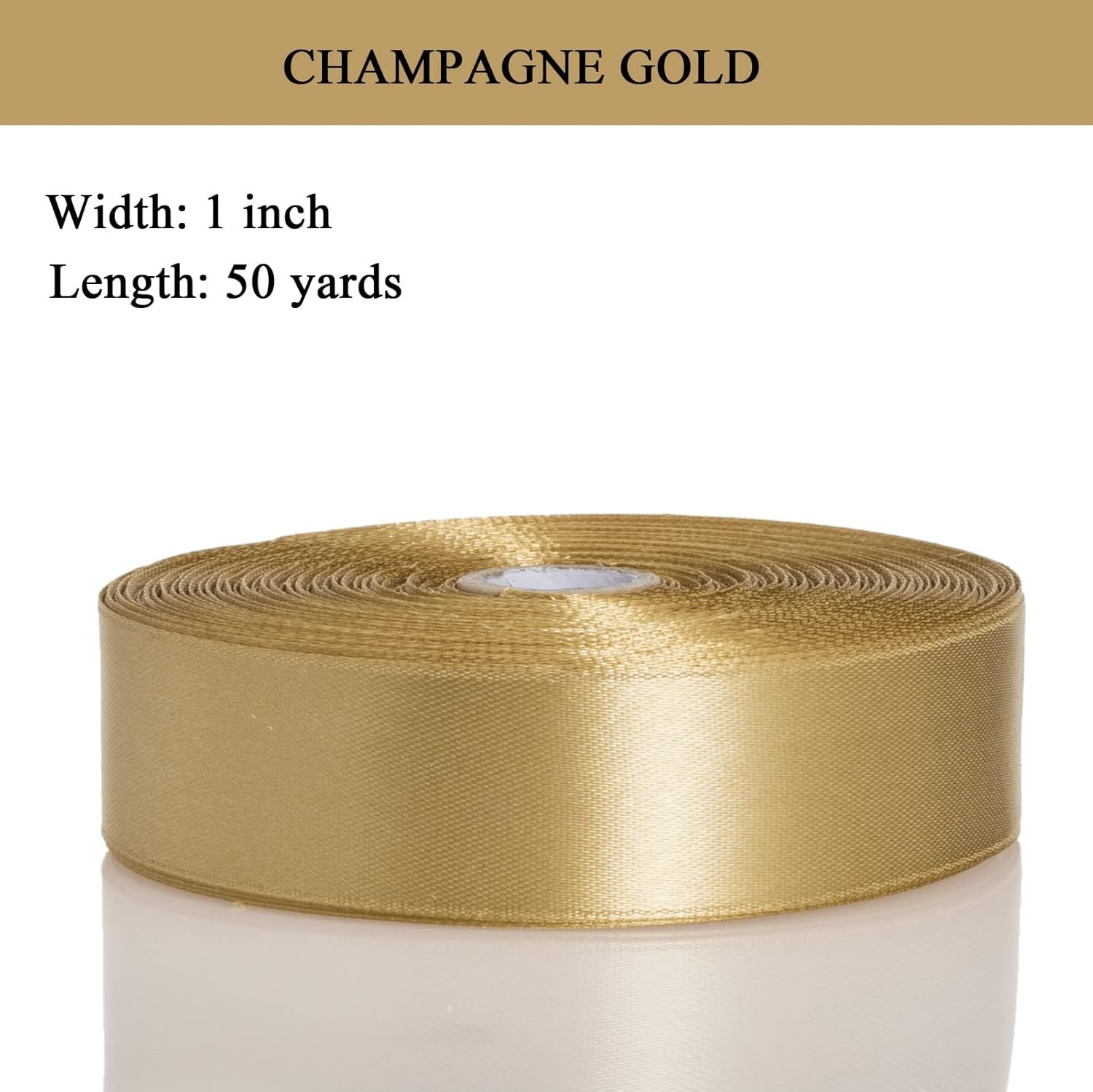 Wholesale 1 Inch Champagne Gold Solid Satin Ribbon 50 Yards for Gift Wrapping Floral Bouquets Wedding Party Decoration Supplier