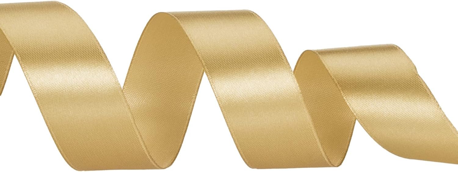 Wholesale 1 Inch Champagne Gold Solid Satin Ribbon 50 Yards for Gift Wrapping Floral Bouquets Wedding Party Decoration Supplier