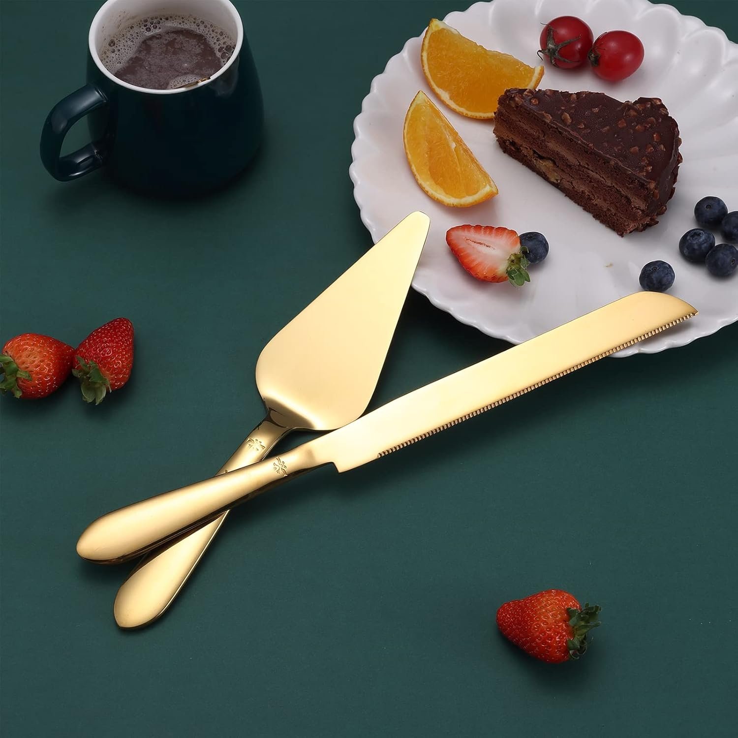 Wholesale 2 Pcs Gold Cake Knife Server Set Thickened Stainless Steel Rounded Edges Cake Cutter Pie Spatula Wedding Birthday Anniversary Christmas Supplier Wholesale 2 Pcs Gold Cake Knife Server Set Thickened Stainless Steel Rounded Edges Cake Cutter Pie Spatula Wedding Birthday Anniversary Christmas Supplier