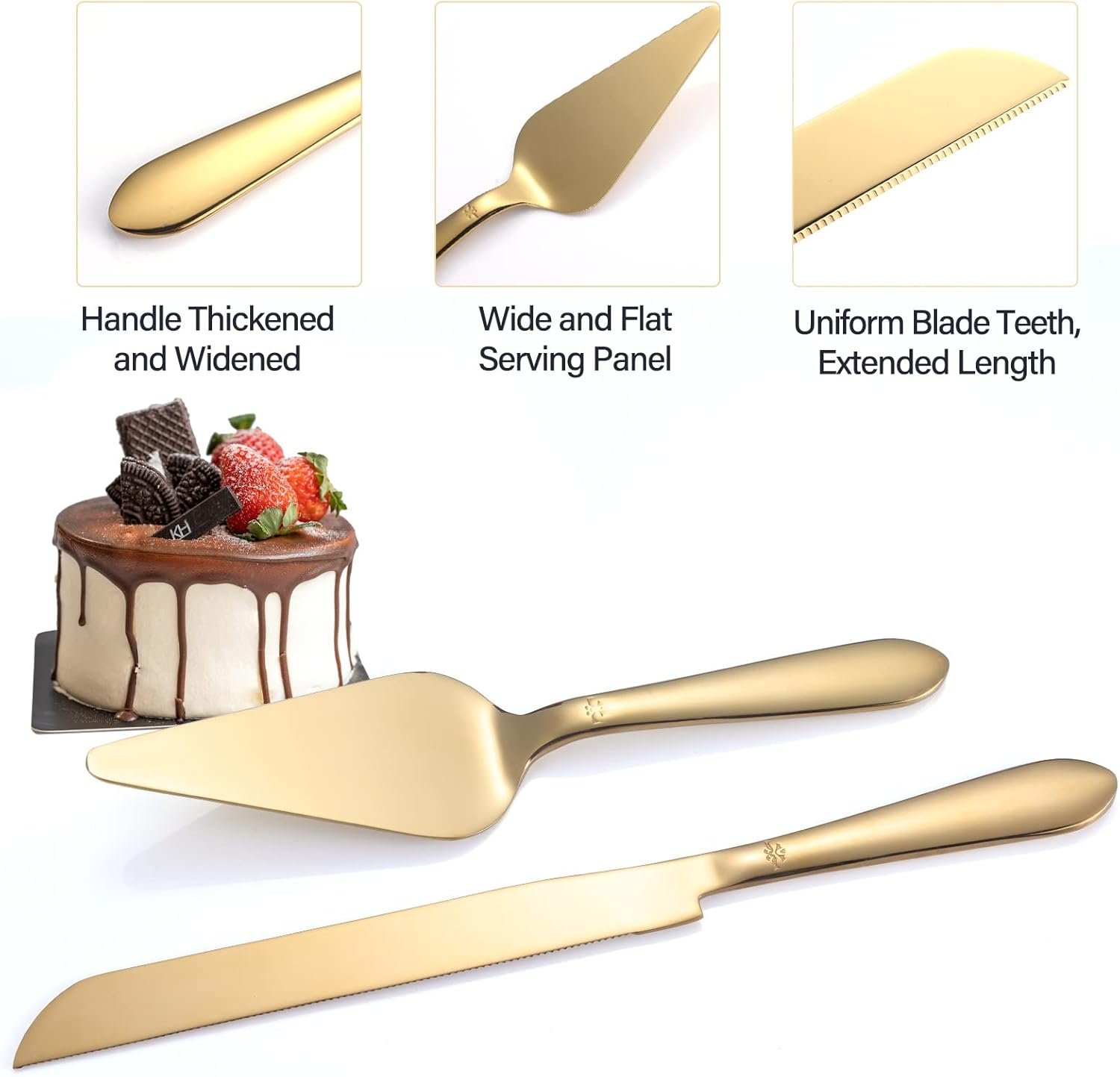 Wholesale 2 Pcs Gold Cake Knife Server Set Thickened Stainless Steel Rounded Edges Cake Cutter Pie Spatula Wedding Birthday Anniversary Christmas Supplier Wholesale 2 Pcs Gold Cake Knife Server Set Thickened Stainless Steel Rounded Edges Cake Cutter Pie Spatula Wedding Birthday Anniversary Christmas Supplier