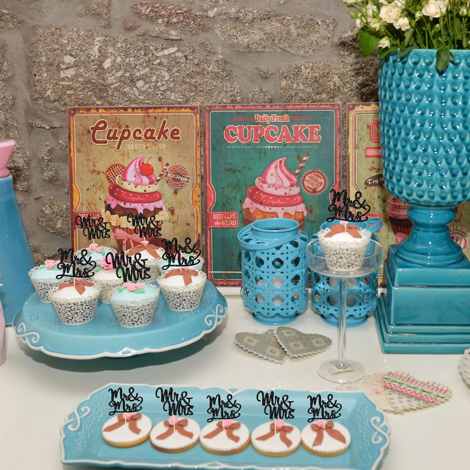 Wholesale 36Pcs Mr & Mrs Glitter Cupcake Toppers Bridal Shower Picks Wedding Engagement Party Cake Decorations Black Supplier Wholesale 36Pcs Mr & Mrs Glitter Cupcake Toppers Bridal Shower Picks Wedding Engagement Party Cake Decorations Black Supplier