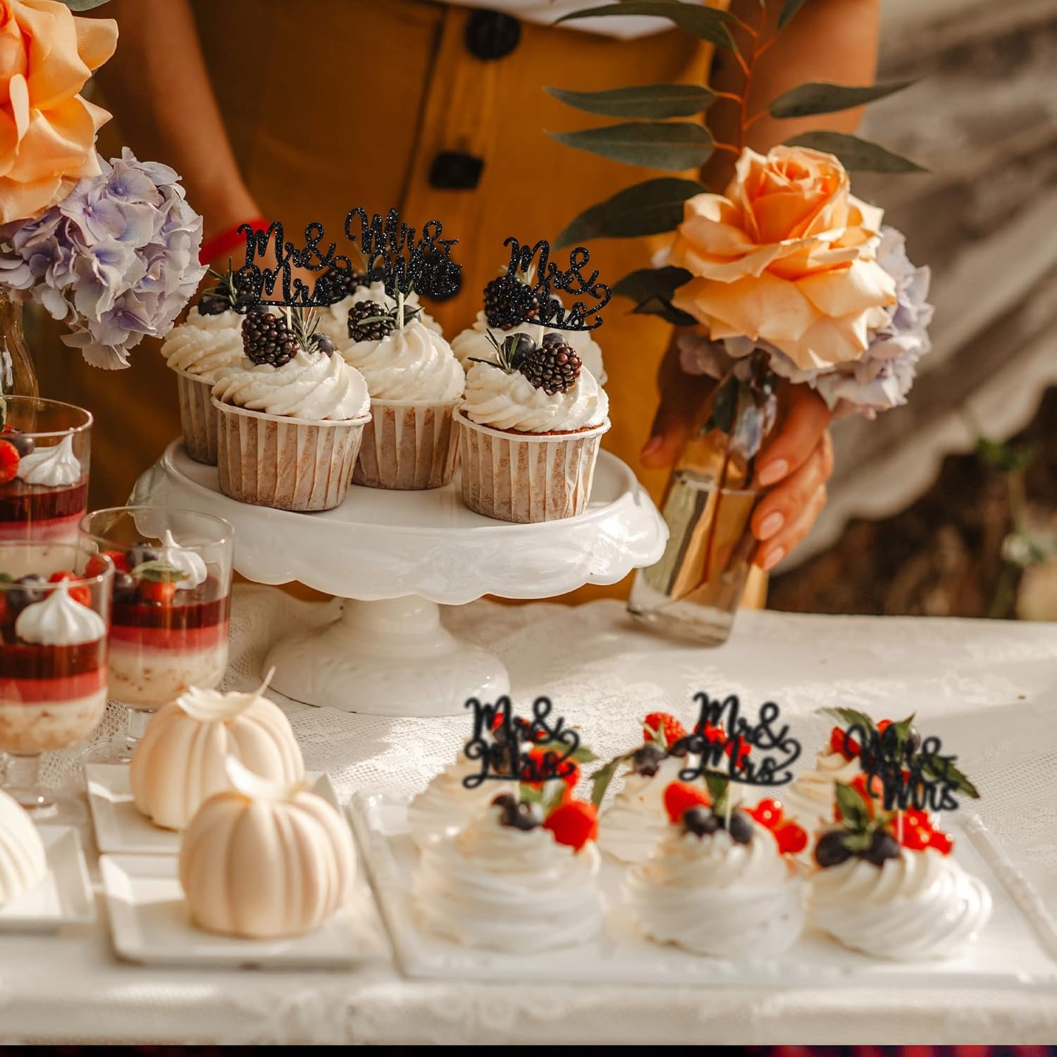 Wholesale 36Pcs Mr & Mrs Glitter Cupcake Toppers Bridal Shower Picks Wedding Engagement Party Cake Decorations Black Supplier Wholesale 36Pcs Mr & Mrs Glitter Cupcake Toppers Bridal Shower Picks Wedding Engagement Party Cake Decorations Black Supplier