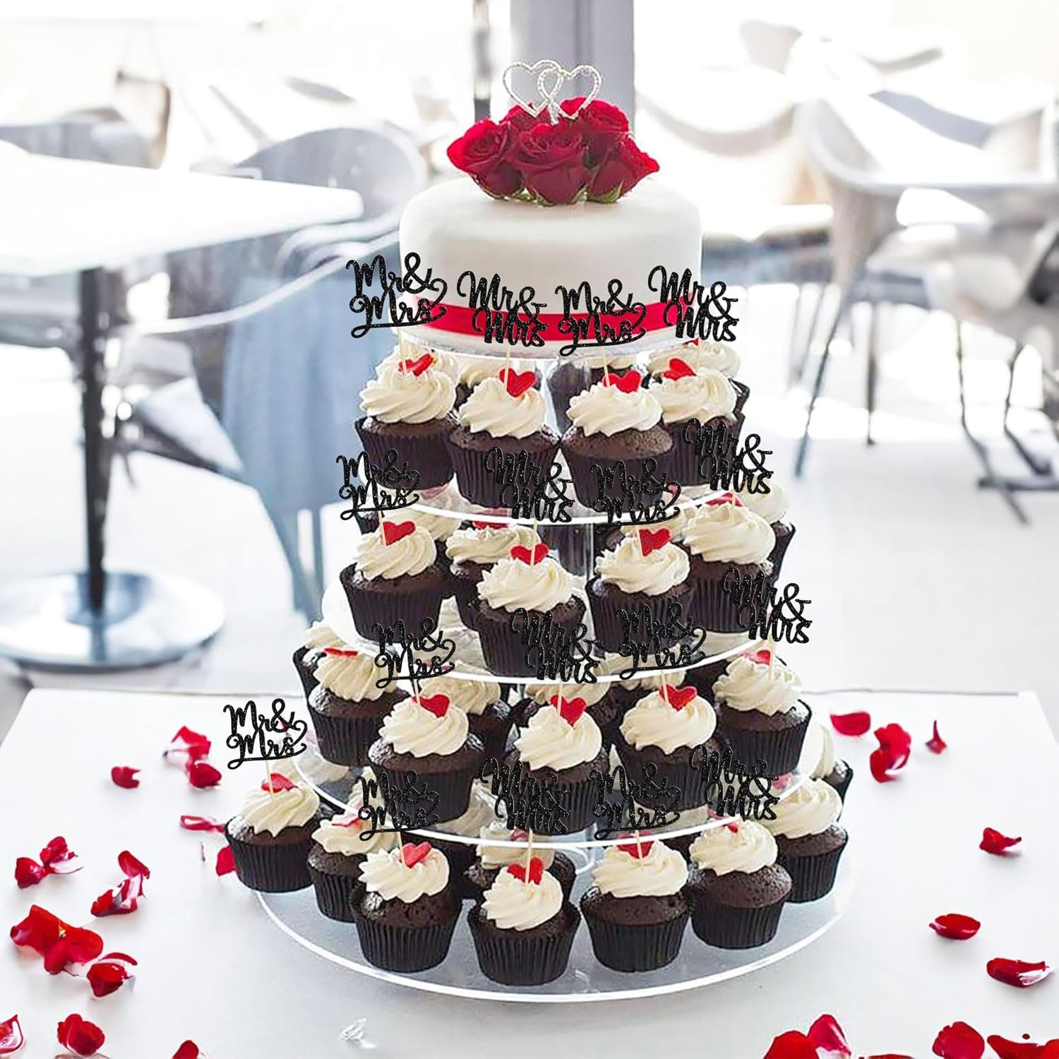 Wholesale 36Pcs Mr & Mrs Glitter Cupcake Toppers Bridal Shower Picks Wedding Engagement Party Cake Decorations Black Supplier Wholesale 36Pcs Mr & Mrs Glitter Cupcake Toppers Bridal Shower Picks Wedding Engagement Party Cake Decorations Black Supplier