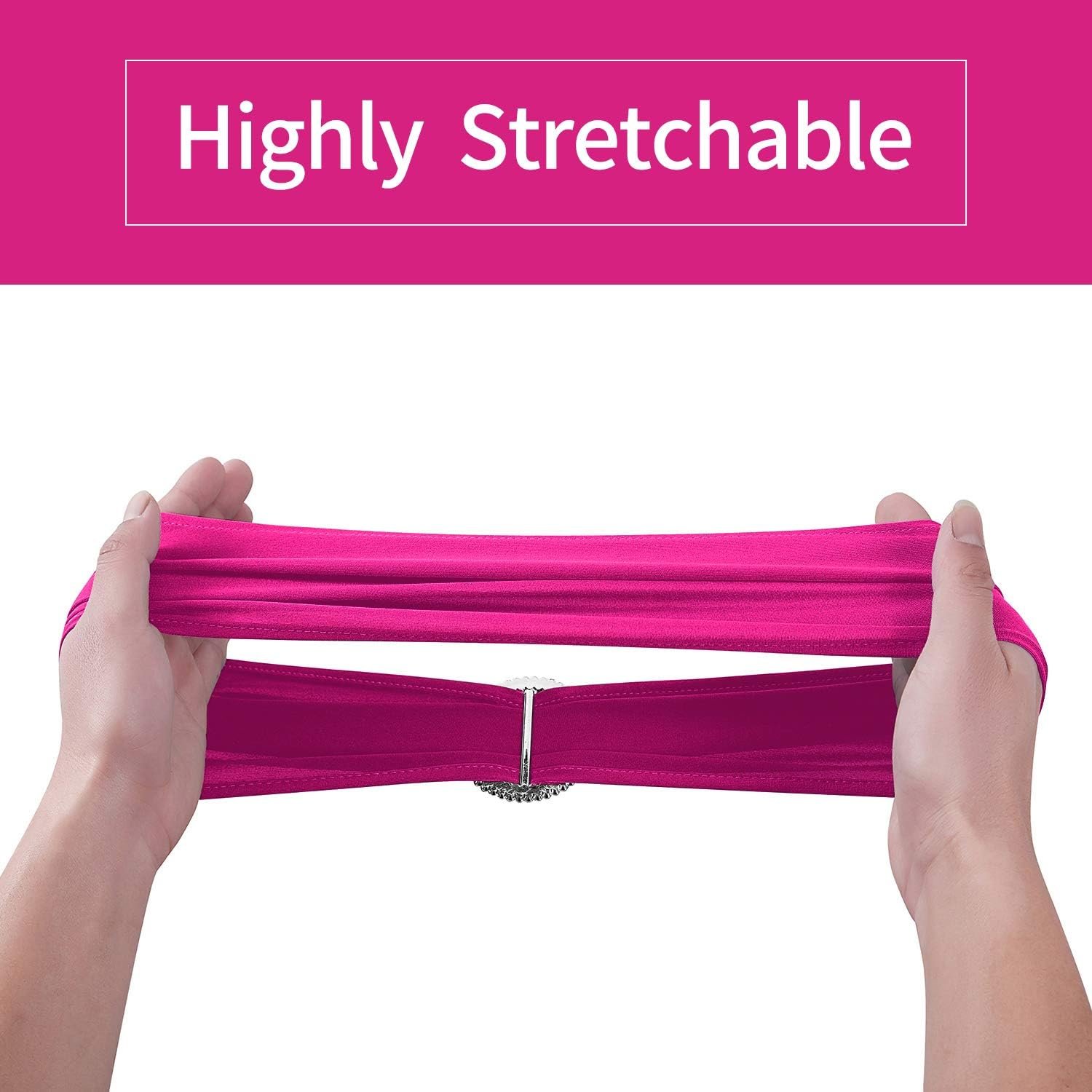 Wholesale 25pcs Fuchsia Spandex Chair Sashes with Buckle Slider for Wedding Party Decoration Supplier