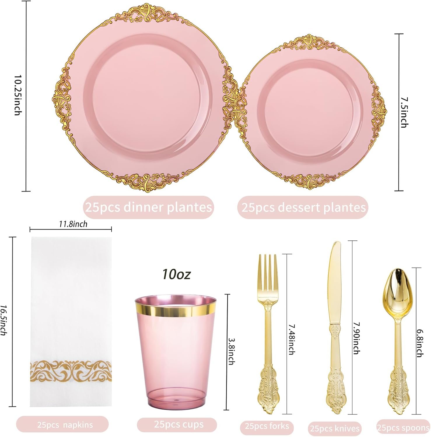 Wholesale 175pcs Burgundy Gold Party Plates for 25 Guests 50 Heavy-Duty Plates 20% Thicker 75 Cutlery 25 Napkins 25 Cups Supplier