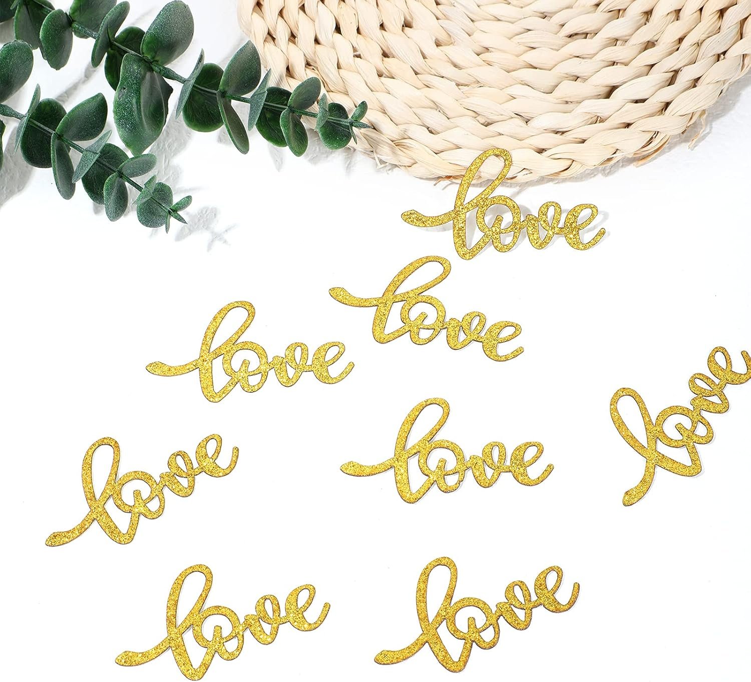 Sumind 100 Pieces Gold Wedding Table Confetti Love Glitter Confetti Engagement Party Table Paper Scatter Bridal Shower Decorations for Anniversary Bachelorette Party