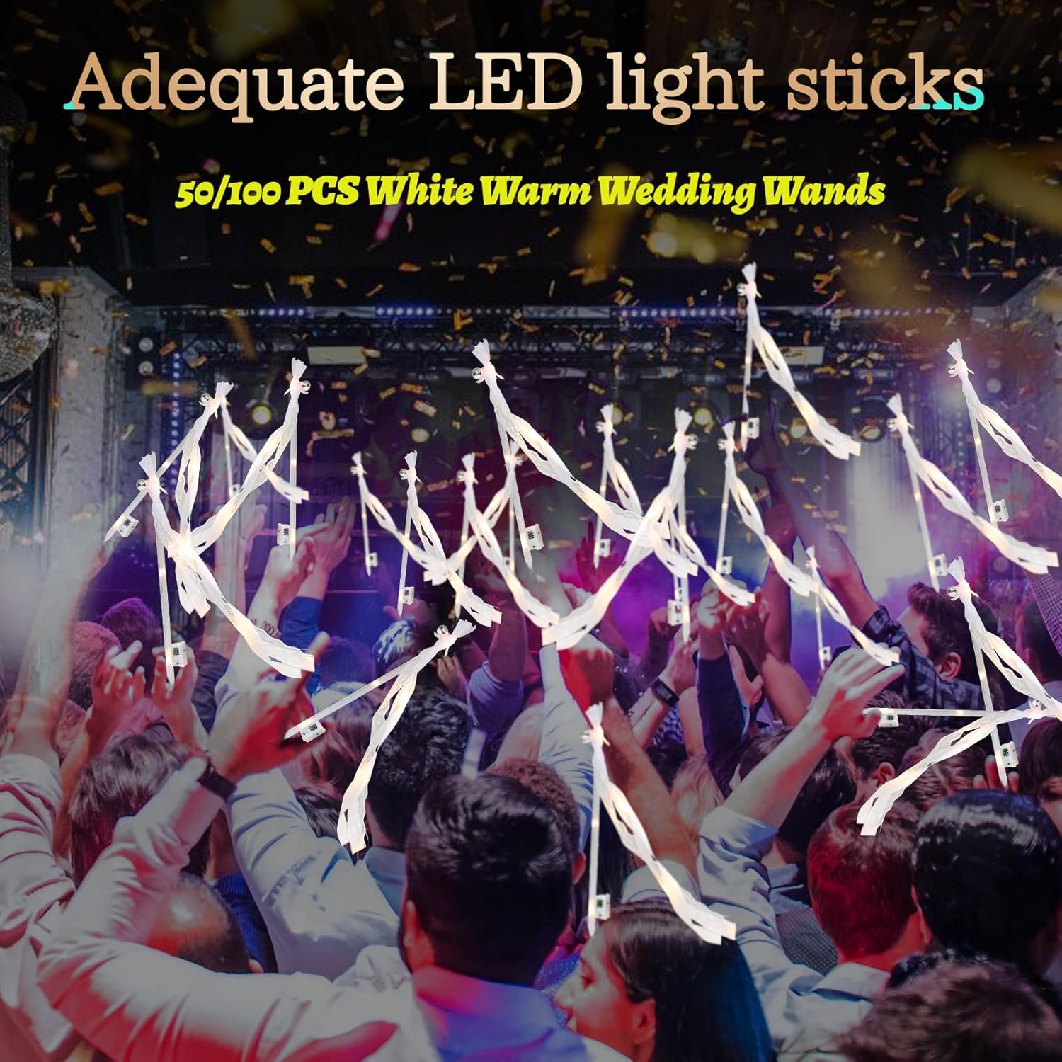 Wholesale 100PCS Light Up Wedding Wands Ribbons Bells Three Light Modes Romantic Sparkle Send Off New Year Birthday Parties Supplier