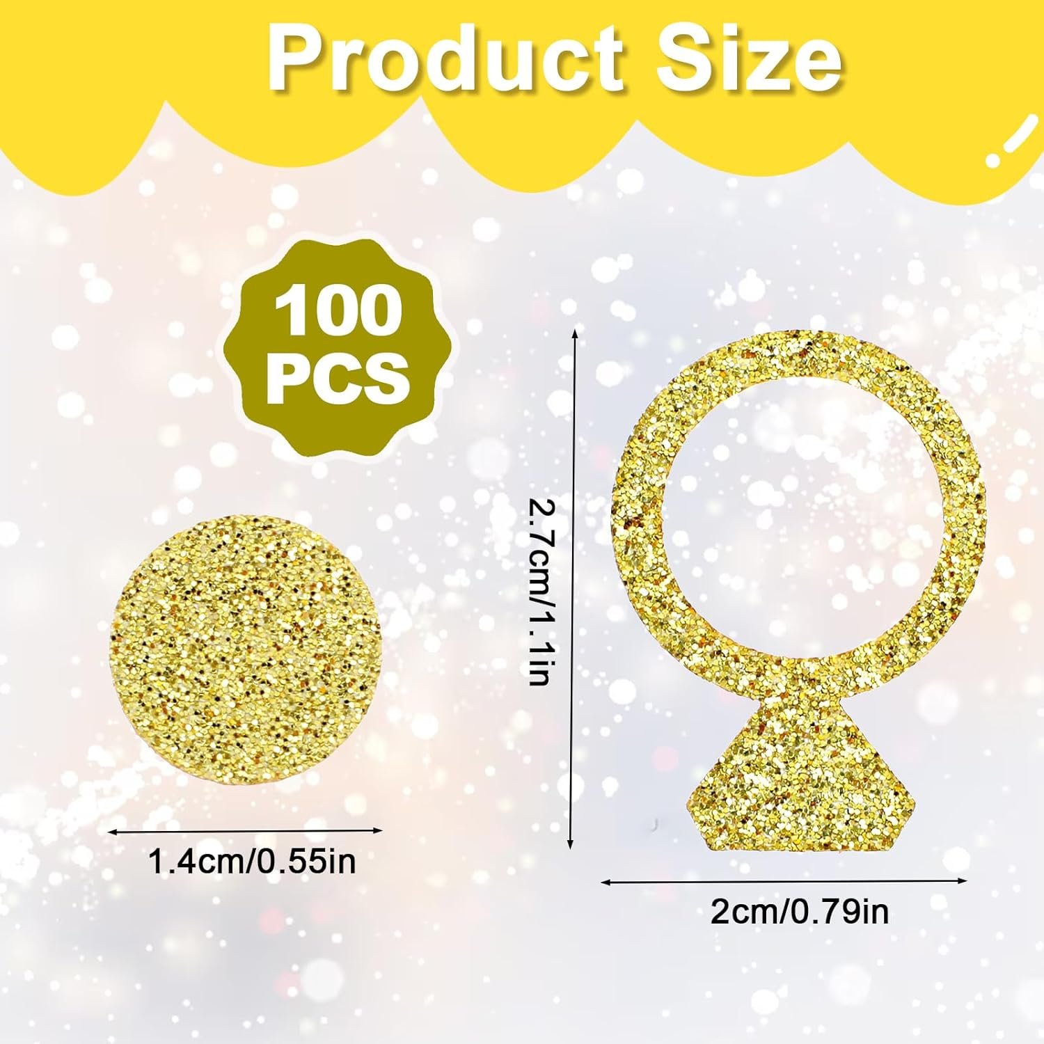 Wholesale 100Pcs Gold Glitter Diamond Ring Wedding Confetti Bridal Shower Engagement Party Table Scatter Supplier
