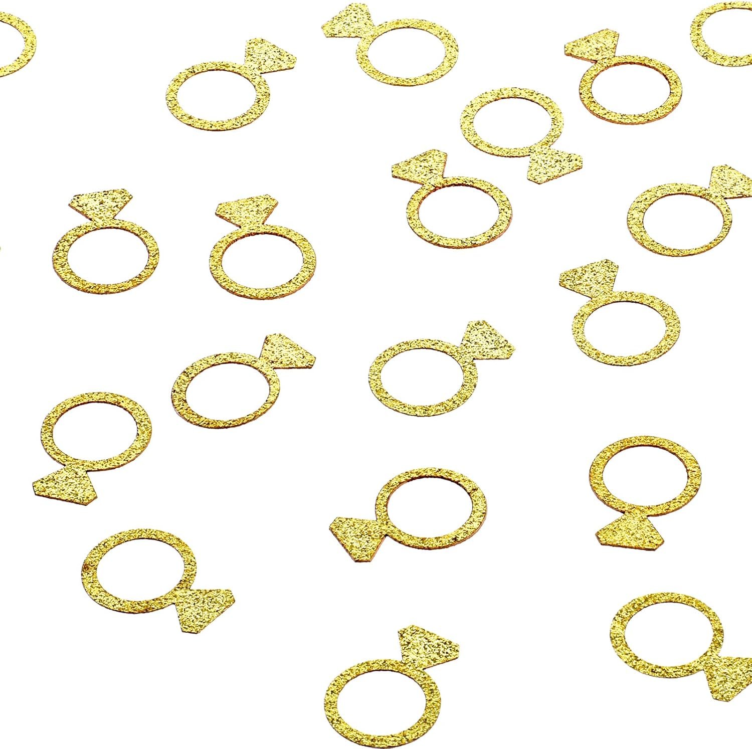 100Pcs Wedding Confetti Gold Bridal Shower Table Decorations Glitter Diamond Ring Confetti for Wedding Engagement Party Table Scatter
