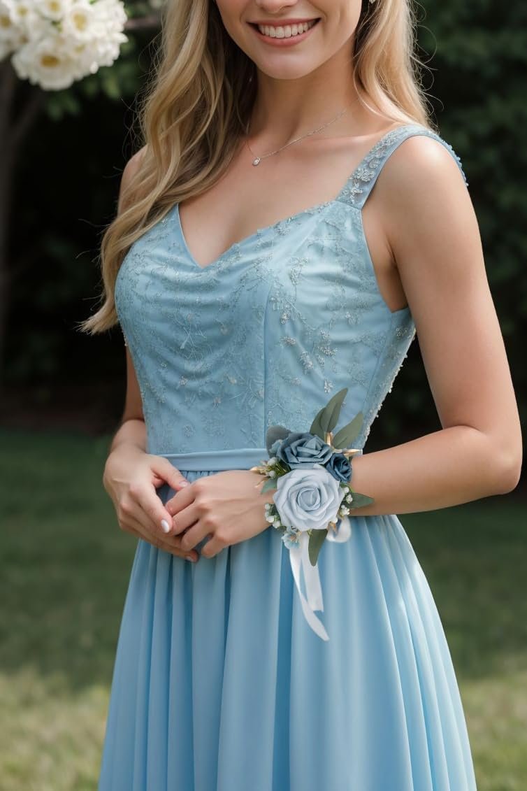 Wholesale Set of 2 Wrist Corsage Wristlets Dusty Blue Artificial Roses for Wedding Bridesmaid Bridal Shower Prom Supplier Wholesale Set of 2 Wrist Corsage Wristlets Dusty Blue Artificial Roses for Wedding Bridesmaid Bridal Shower Prom Supplier