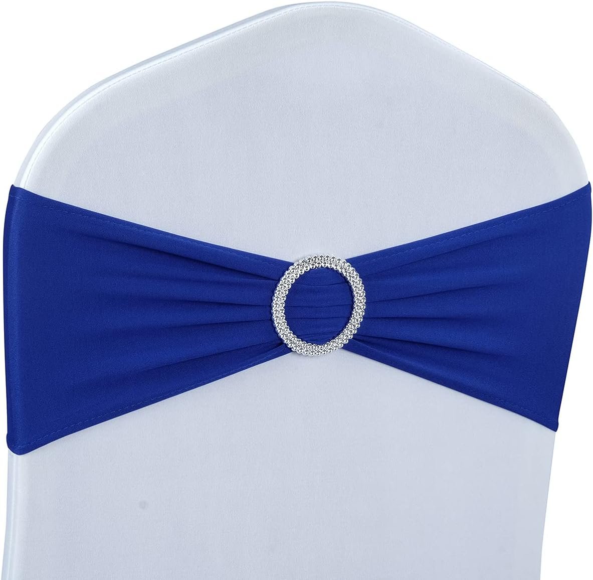 Babenest Spandex Chair Sashes Bows 50PCS Premium Stretch Chair Cover Band with Buckle Slider Universal Elastic Chair Ties for Wedding Party Ceremony Reception Banquet Decoration (Royal Bule)