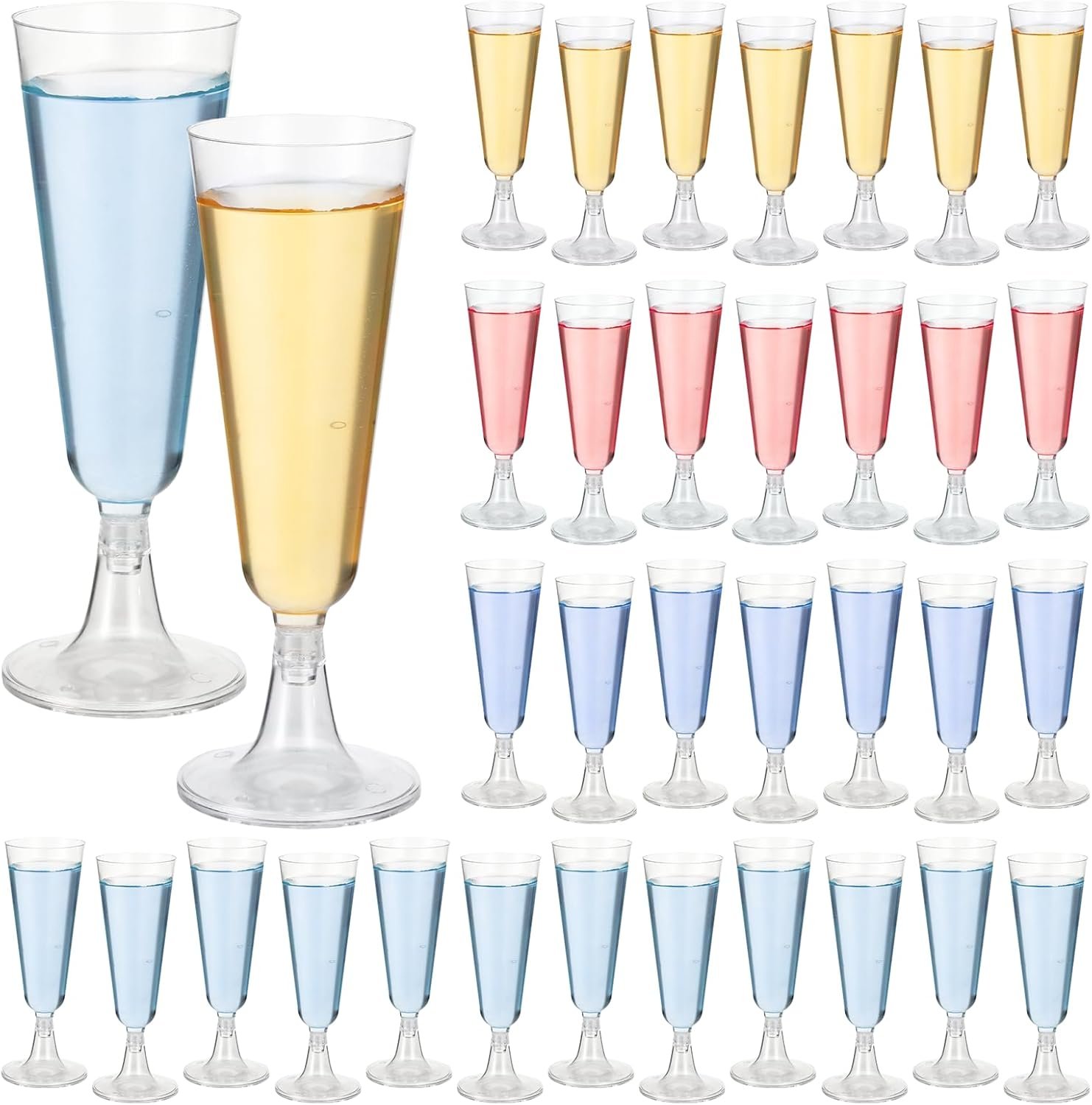 Wholesale 100 Pack 5.5 OZ Clear Disposable Plastic Champagne Flutes Elegant Wine Glasses for Party Wedding Events Supplier