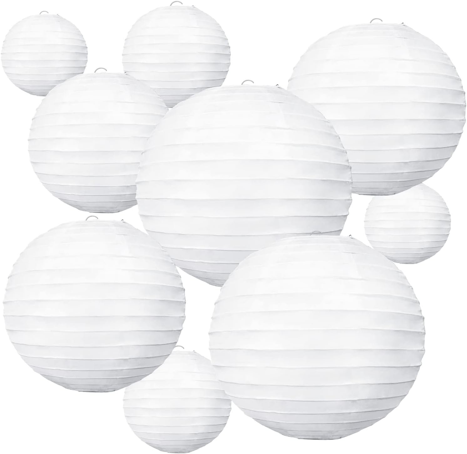 Wholesale 10Pcs White Round Hanging Paper Lanterns for Birthday Wedding Christmas Bridal Home Party Decor 4” 6” 8” 10” Supplier
