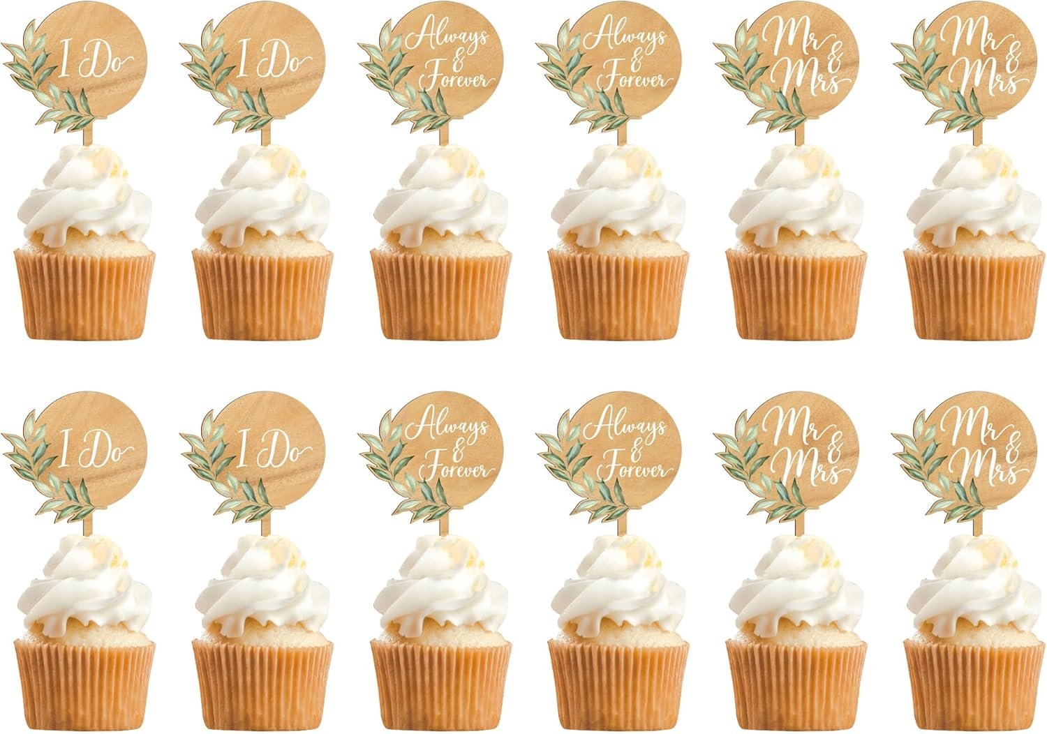 Wholesale 12 PCS Green Mr & Mrs Wooden Wedding Cupcake Toppers Cake Decorations Supplier Wholesale 12 PCS Green Mr & Mrs Wooden Wedding Cupcake Toppers Cake Decorations Supplier