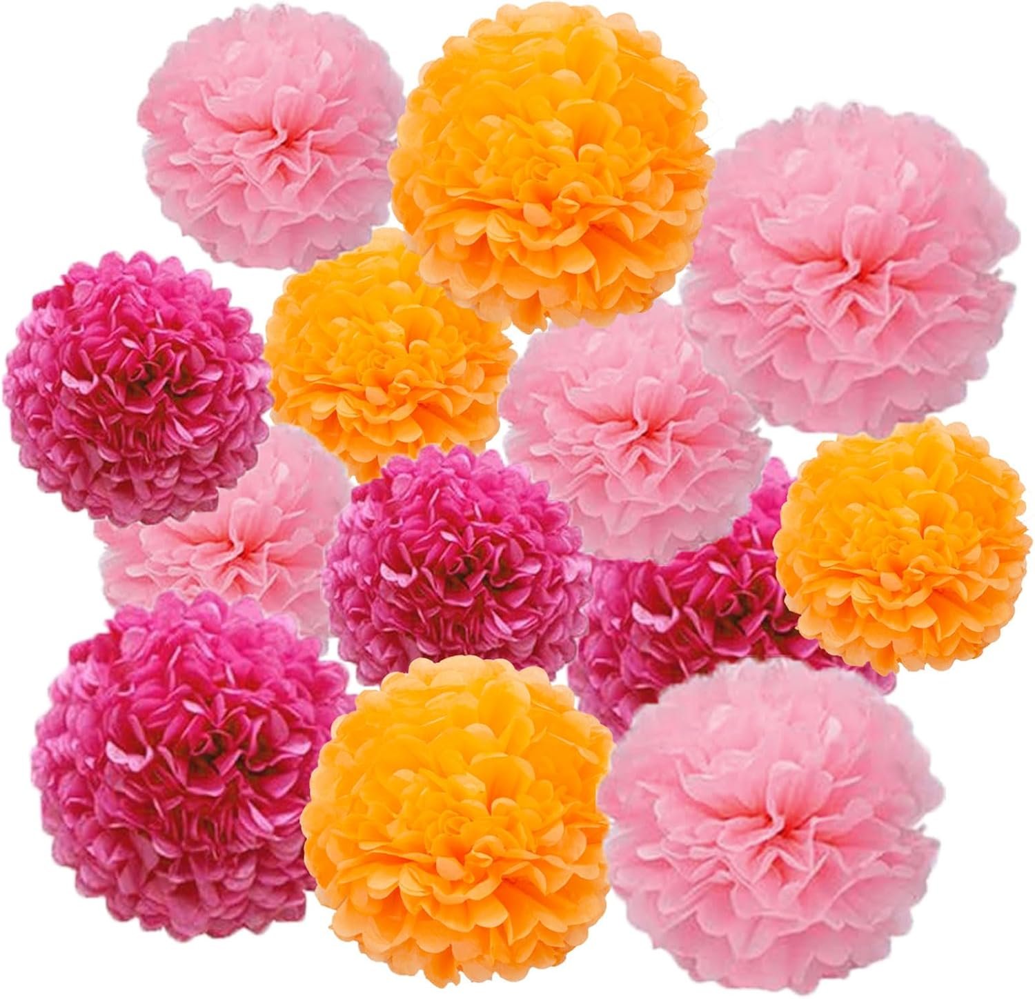 Wholesale 12pcs Rose Red Light Pink Orange Paper Pom Poms Party Ceiling Wall Hanging Tissue Flowers 3 Colors 12 Inch 10 Inch Supplier