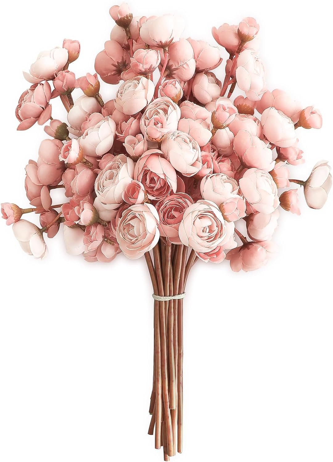 Wholesale 18 Pcs Dusty Rose Mini Ranunculus Artificial Faux Silk Flowers Bulk Fake Wedding Filler for DIY Bouquets Centerpieces Bridal Shower Decor Supplier