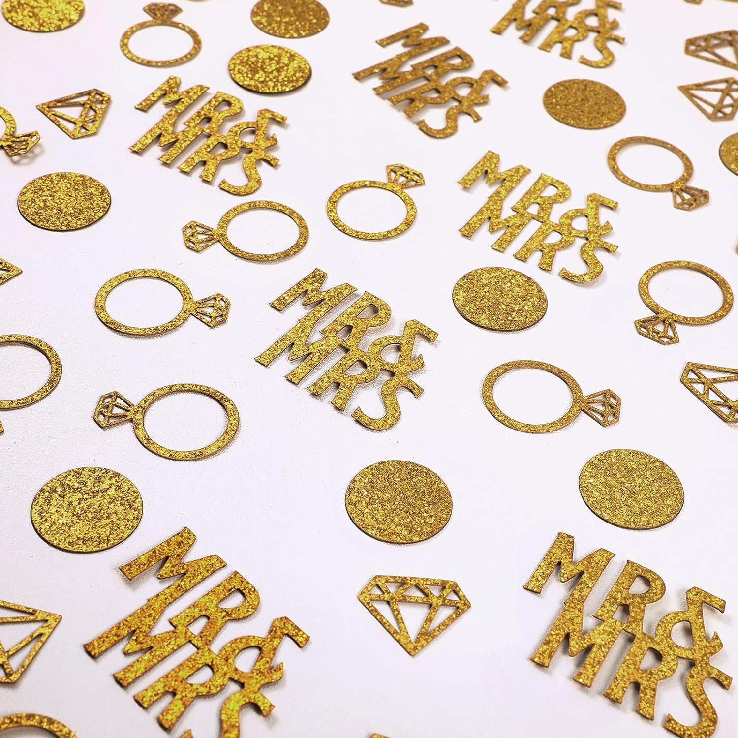 Wholesale 220 Pieces Gold Mr and Mrs Wedding Table Confetti Diamond Ring Circle Dots Glitter Supplier