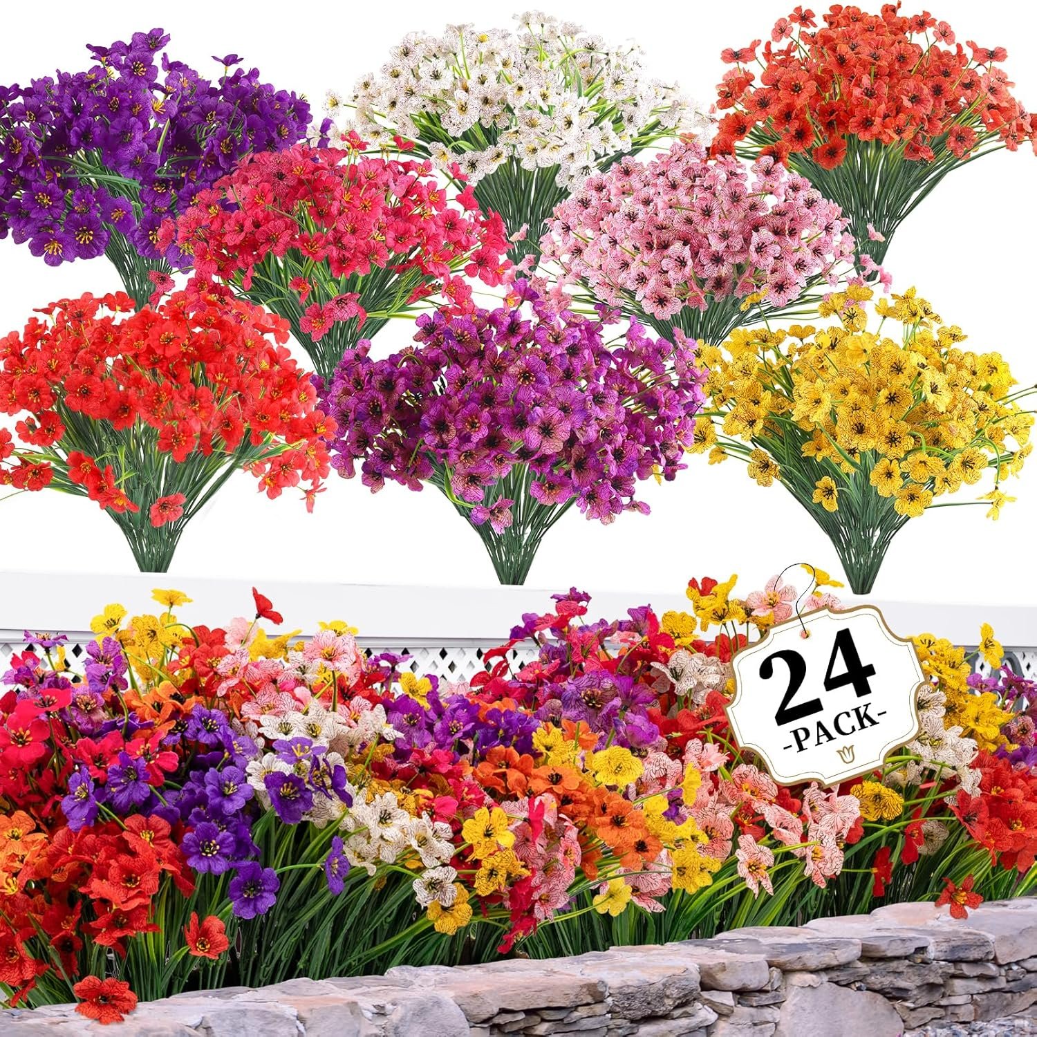 Wholesale 24 Bundles Artificial Flowers Indoor Outdoor Fake Plants Garden Porch Window Box Home Wedding Farmhouse 8 Colors Supplier Wholesale 24 Bundles Artificial Flowers Indoor Outdoor Fake Plants Garden Porch Window Box Home Wedding Farmhouse 8 Colors Supplier