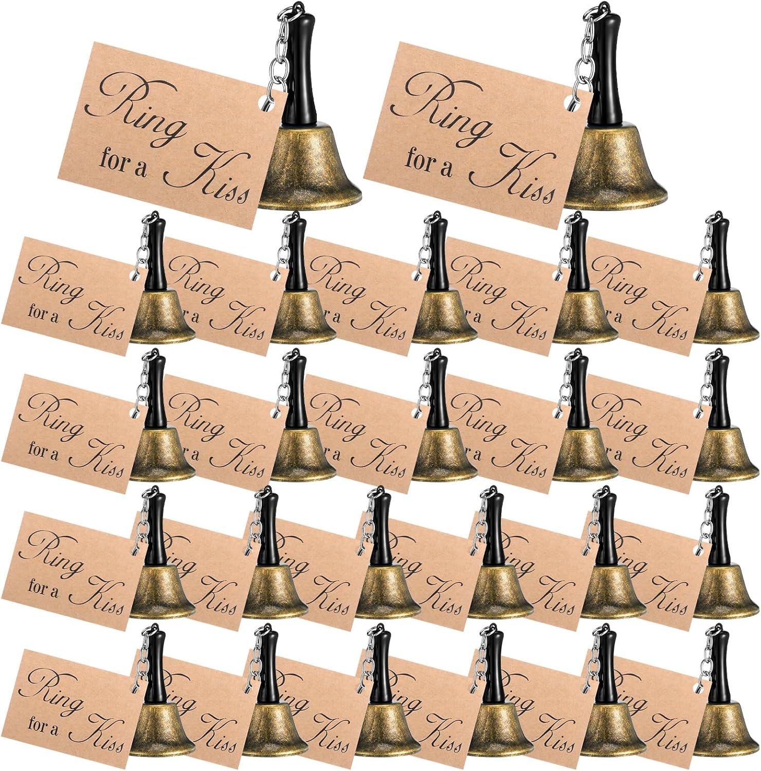 Wholesale 24 Set Kissing Bells Ring for a Kiss with Tags Wedding Reception Decorations Goodie Bags Party Supplies Supplier