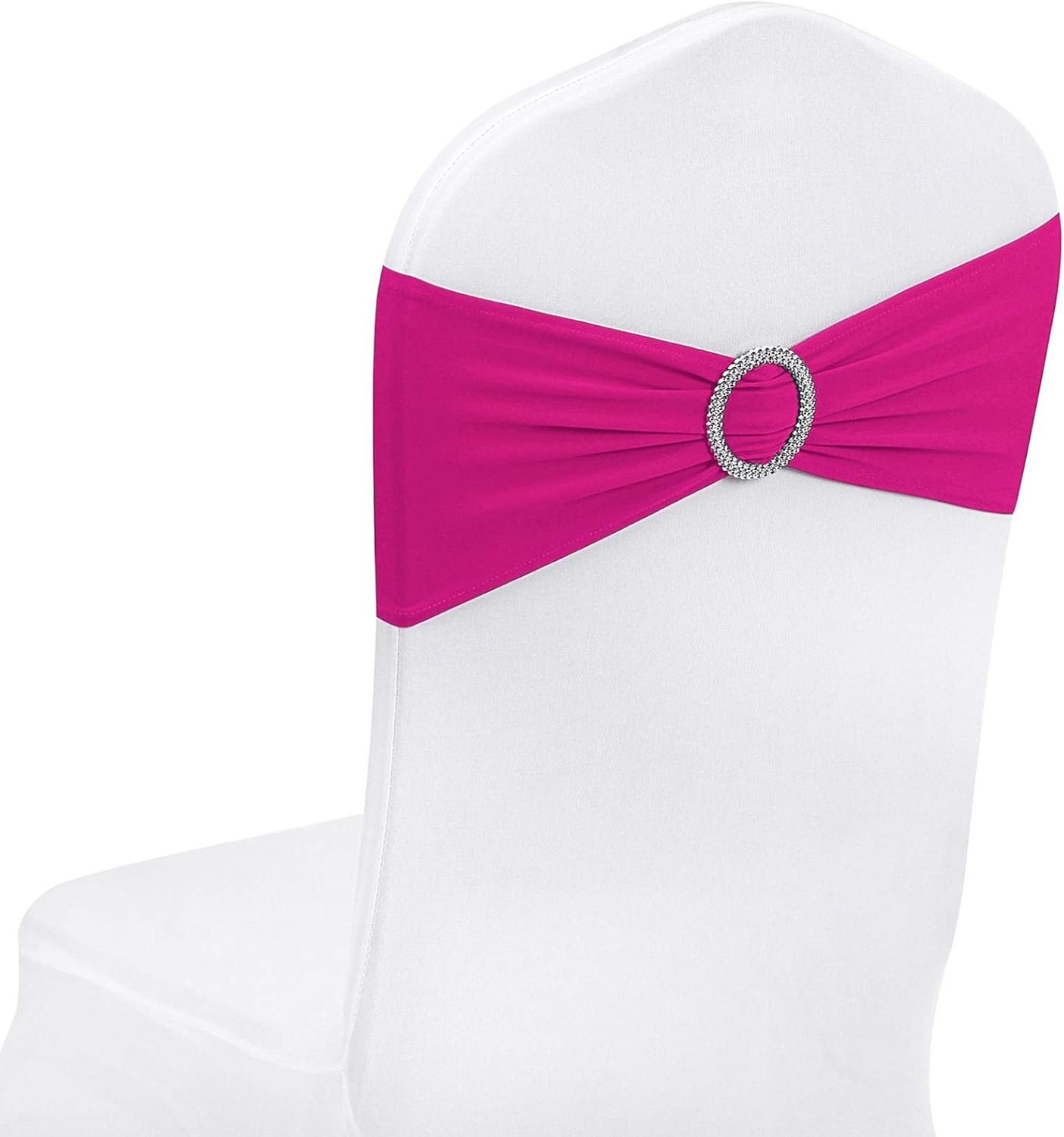 Wholesale 25pcs Fuchsia Spandex Chair Sashes with Buckle Slider for Wedding Party Decoration Supplier