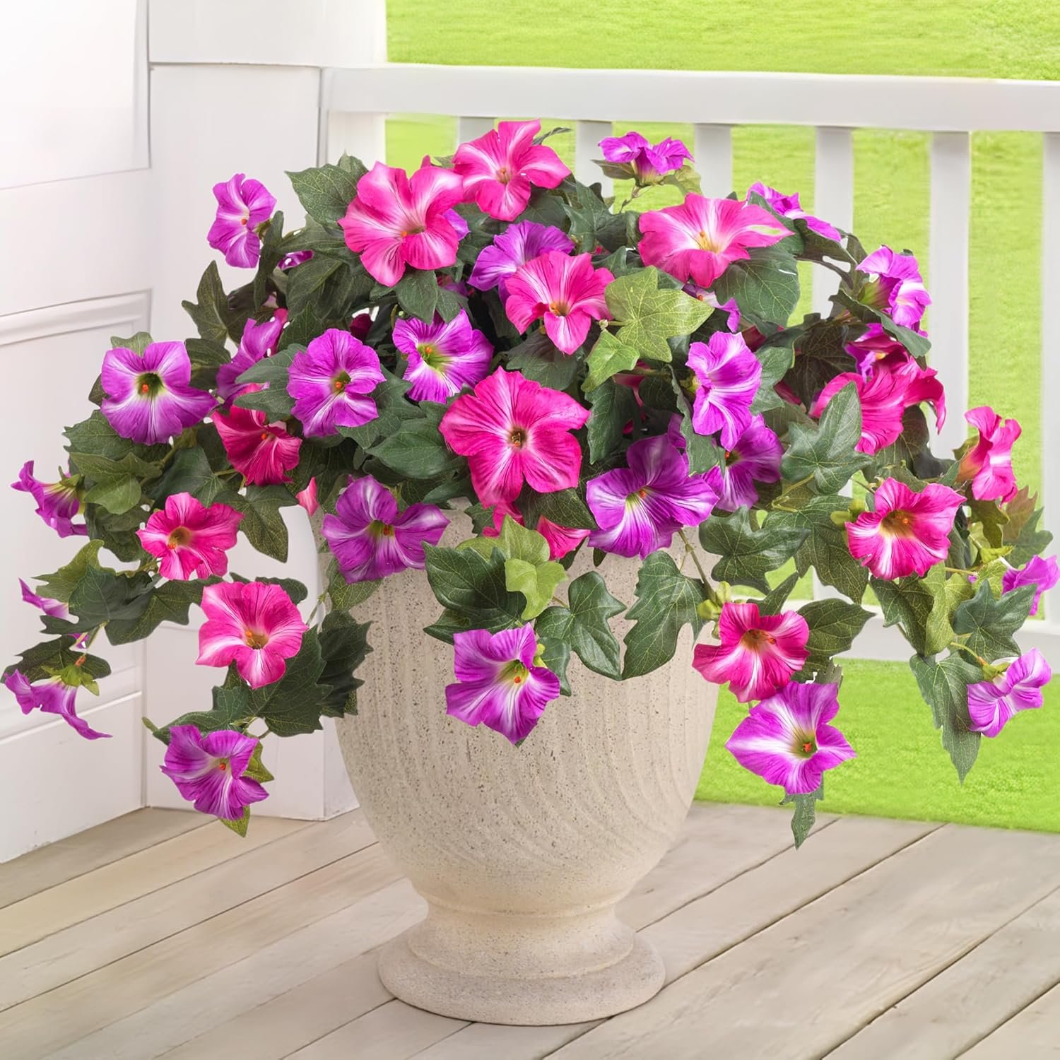 Wholesale 2PCS UV Resistant Faux Petunias Silk Flowers No Fade Artificial Plants for Outdoor Garden Balcony Porch Home Decoration Realistic Fuchsia Lotus Supplier Wholesale 2PCS UV Resistant Faux Petunias Silk Flowers No Fade Artificial Plants for Outdoor Garden Balcony Porch Home Decoration Realistic Fuchsia Lotus Supplier