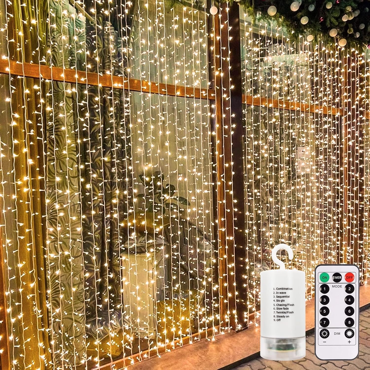 Wholesale 300 LED Battery Operated Fairy Curtain Lights 9.8ft×9.8ft with Remote Timer for Bedroom Patio Wedding Backdrop Party Décor Warm White Supplier