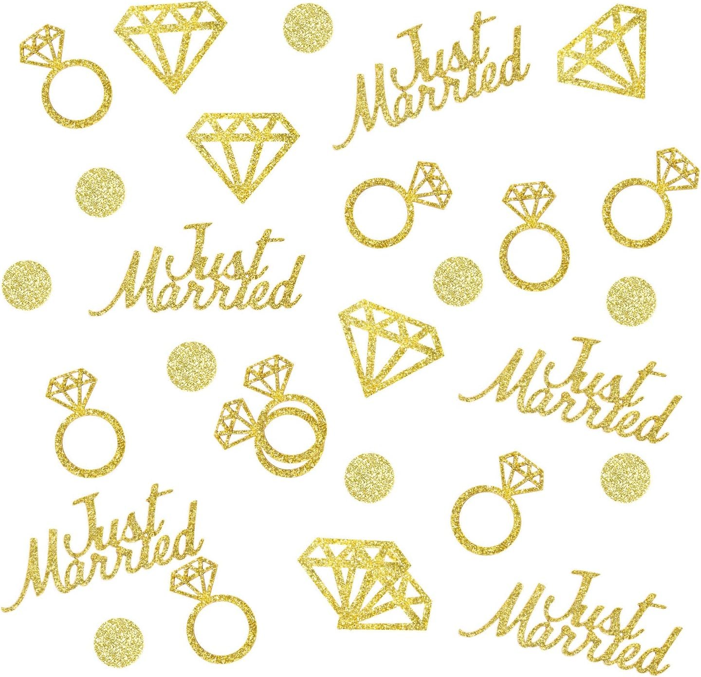 Wholesale 300pcs Gold Wedding Confetti Just Married Diamond Ring Dots Bridal Shower Bachelor Party Table Decorations Supplier