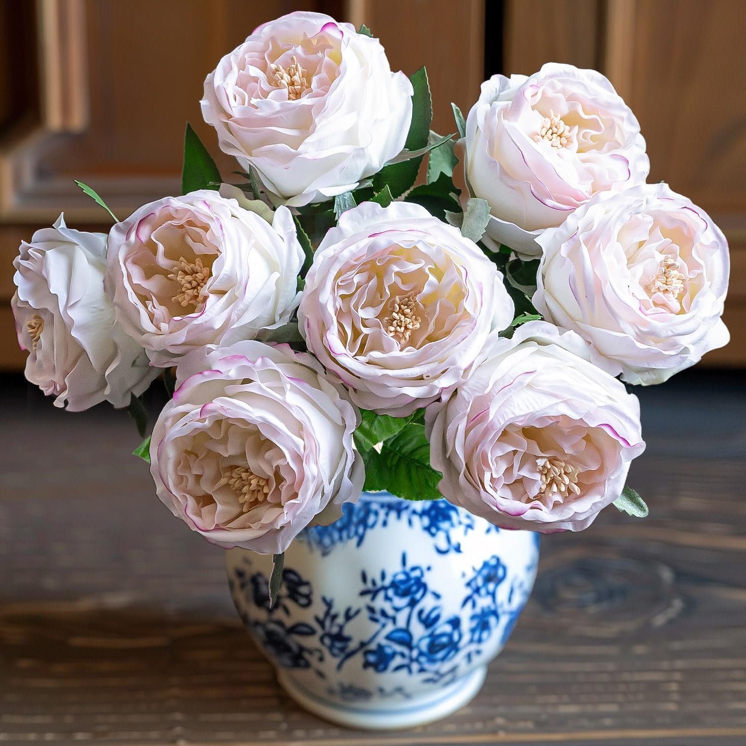 Wholesale 4 Pcs 3.5'' Big Bloom Real Touch Peony Latex Artificial Flowers with Stems Edge Pink Wedding Bouquet Party Home Decor Supplier