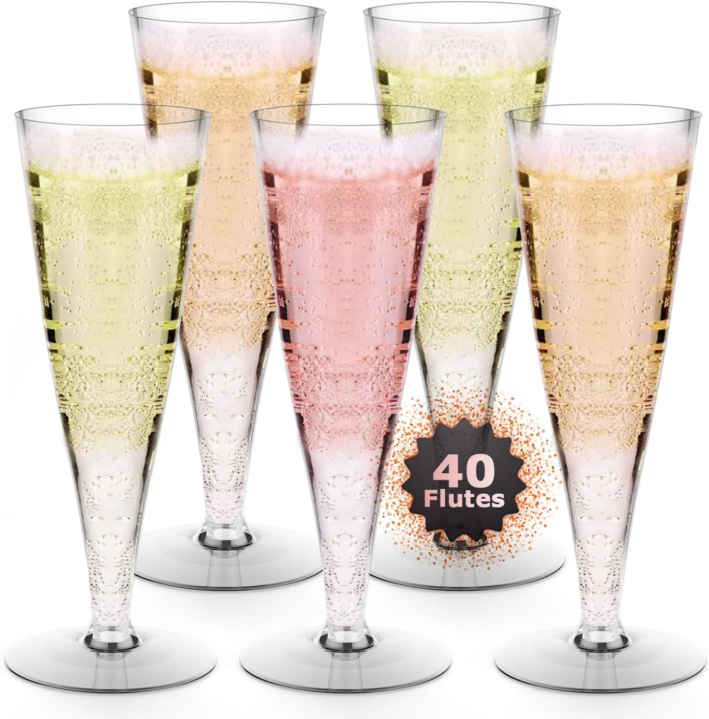 Wholesale 40 Pack 4.5oz Clear Plastic Disposable Champagne Flutes Mimosa Cocktail Cups Wedding Party Supplies Copas De Plastico Para Brindis Supplier