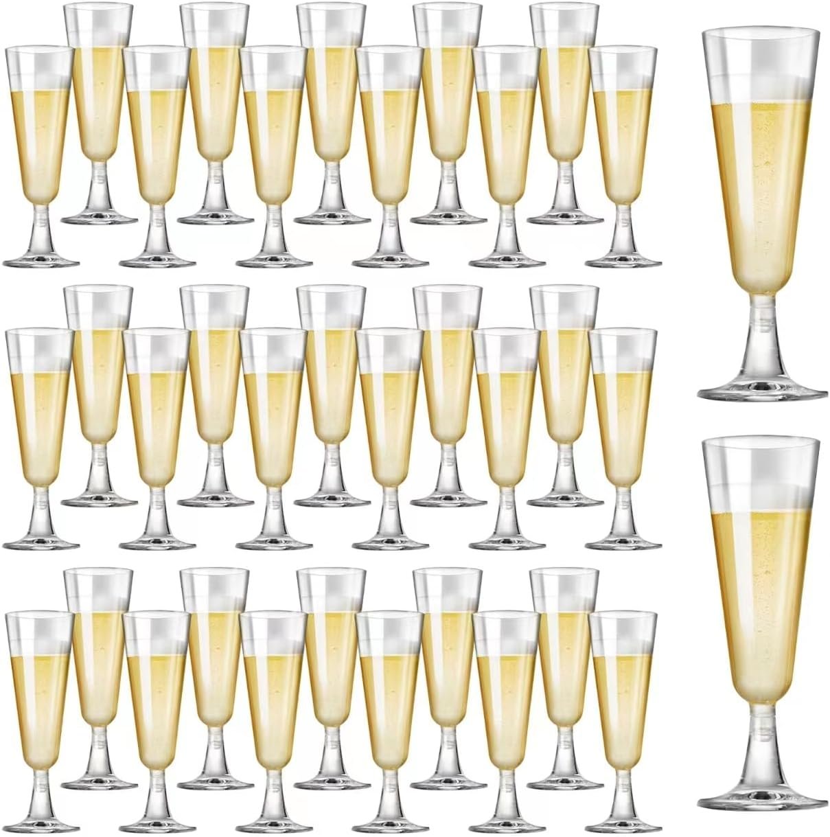 Wholesale 40 Pack 5oz Clear Plastic Disposable Champagne Flutes Mimosa Glasses Cocktail Cups Bulk Wedding Party Supplies Supplier
