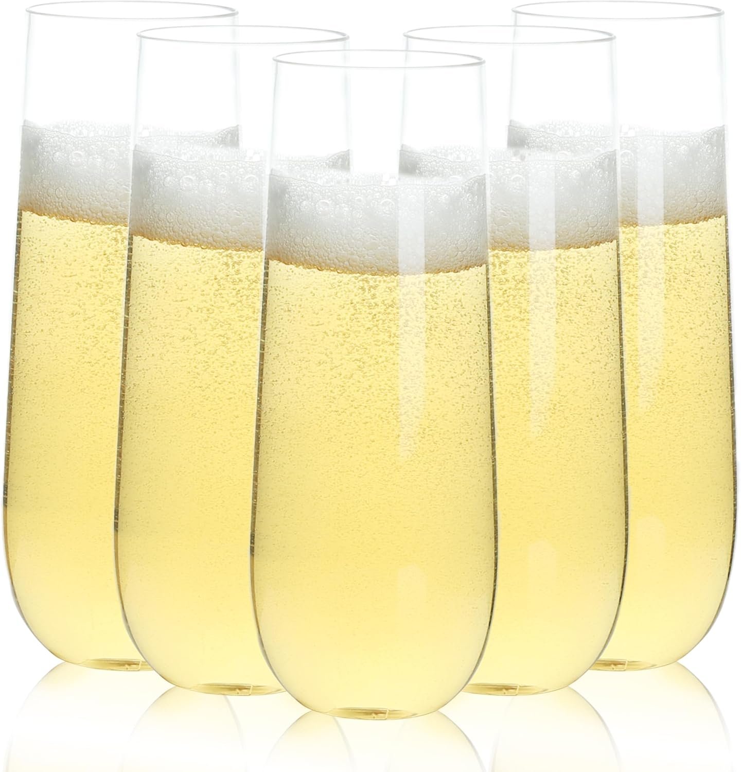 Wholesale 48 Pack 9 oz Stemless Plastic Champagne Flutes Clear Disposable Shatterproof BPA-Free Toasting Glasses for Party Graduation Wedding Supplier